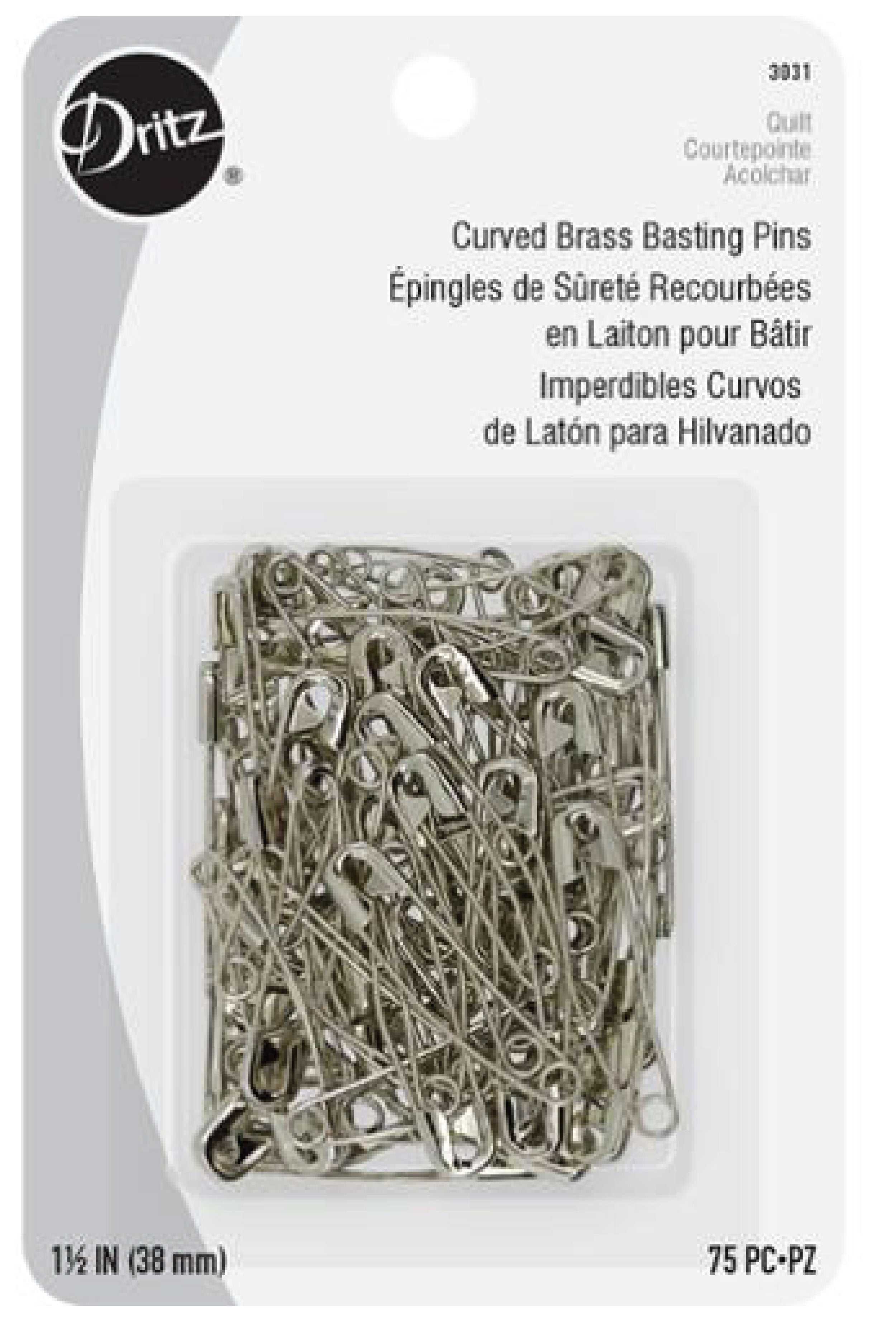 Packaged curved safety pins from Dritz