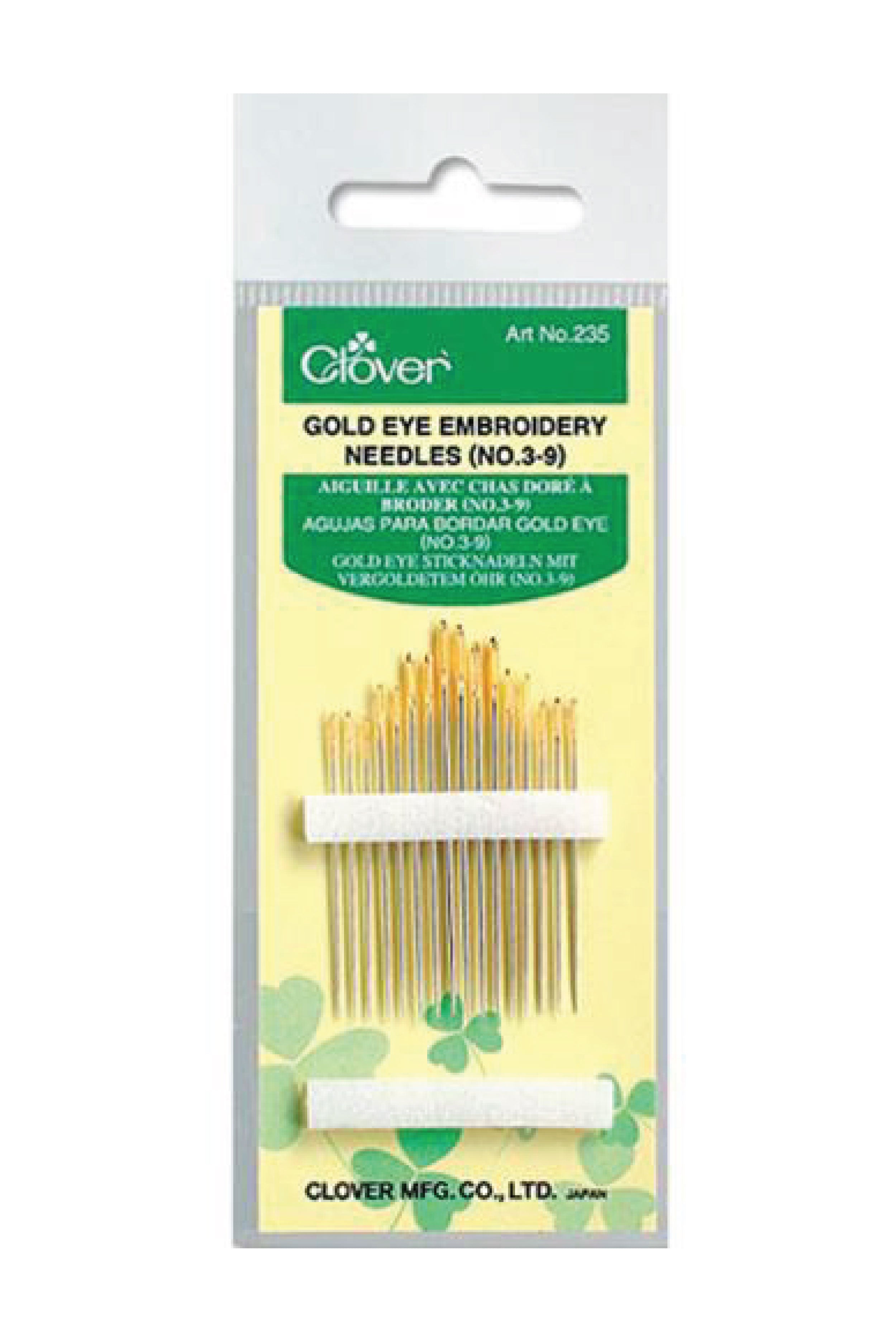 Clover Gold Eye Embroidery Needles No. 3-9