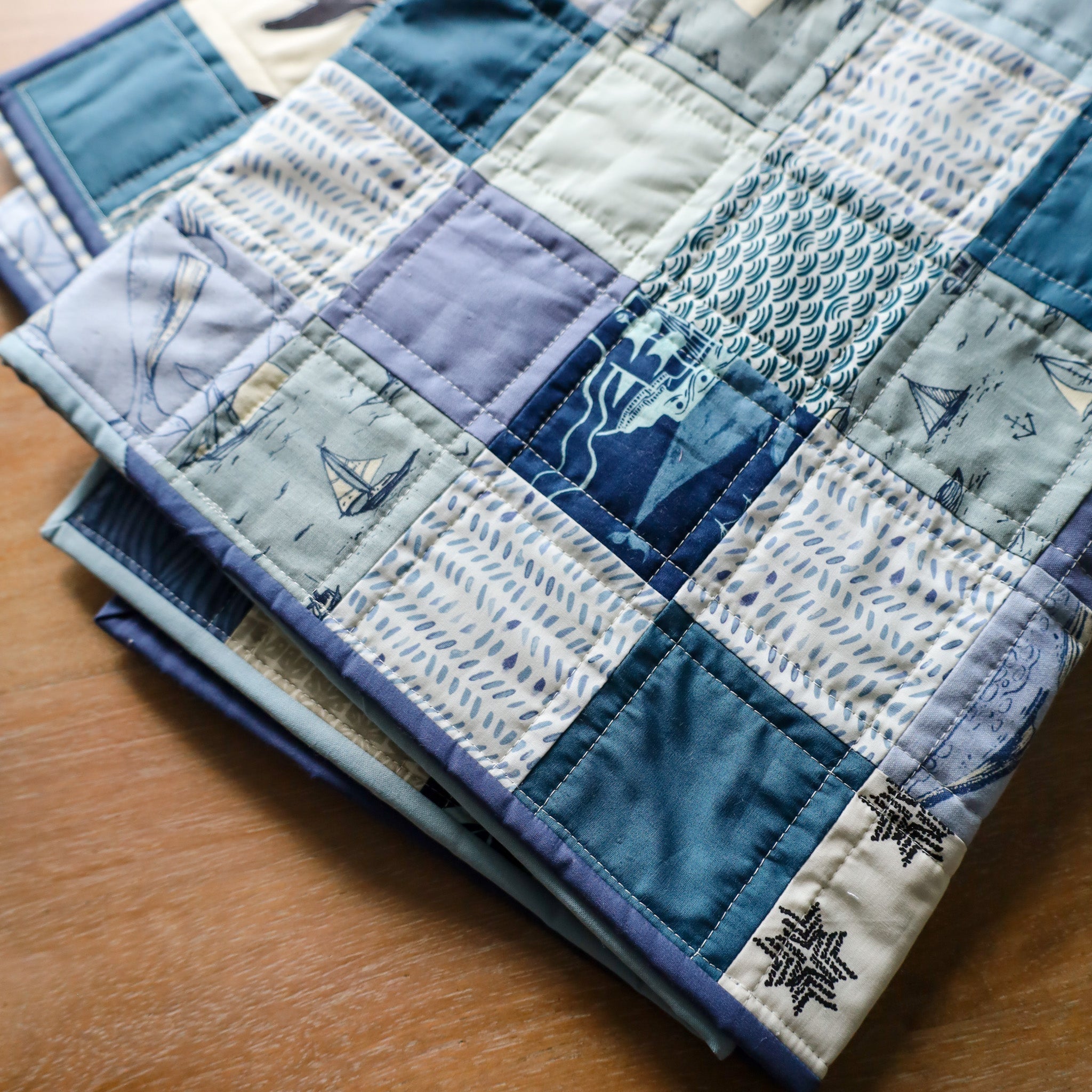 Patchwork Squares Quilt Pattern - The (Scrappy) Nautical Baby Version