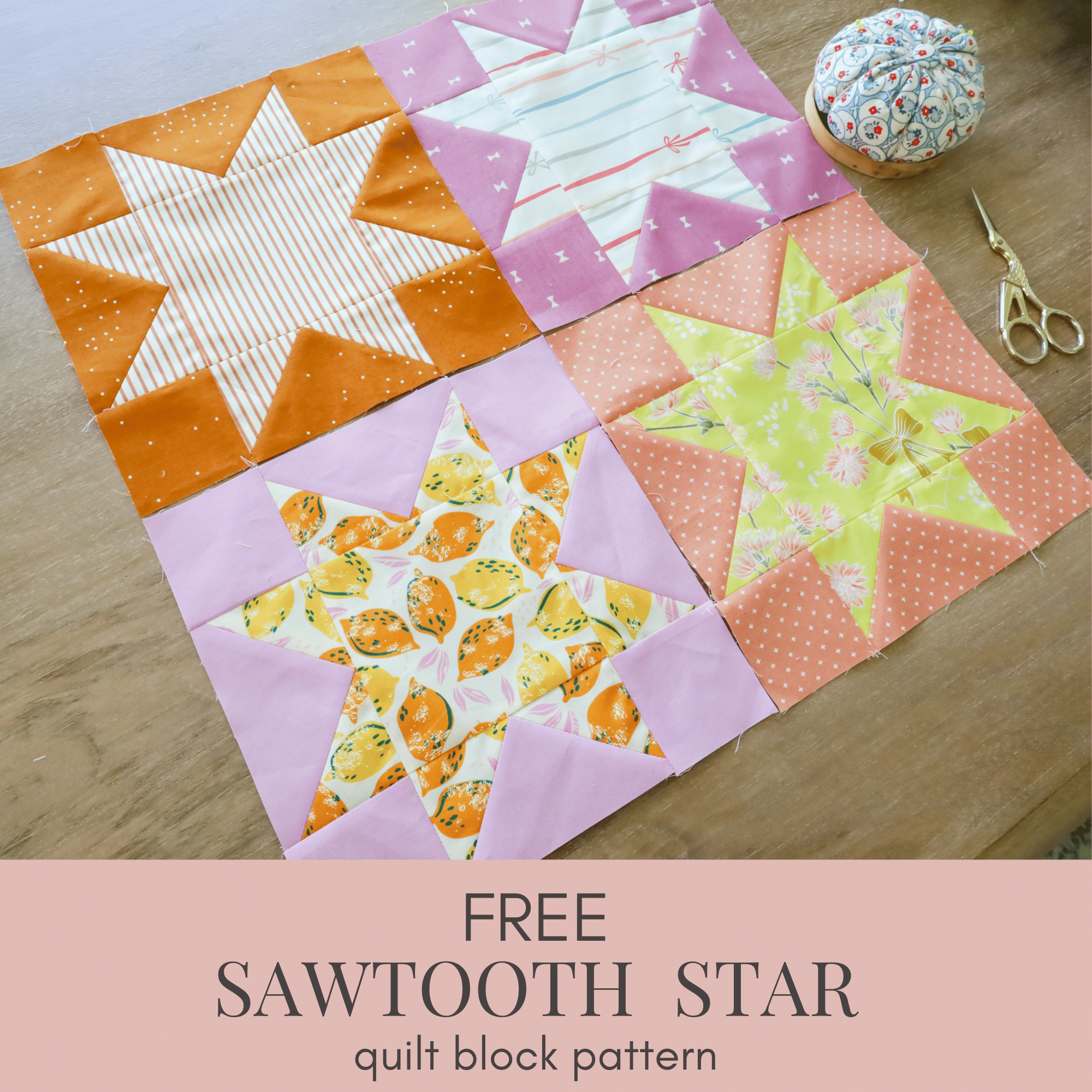 Free Sawtooth Star Quilt Block Pattern