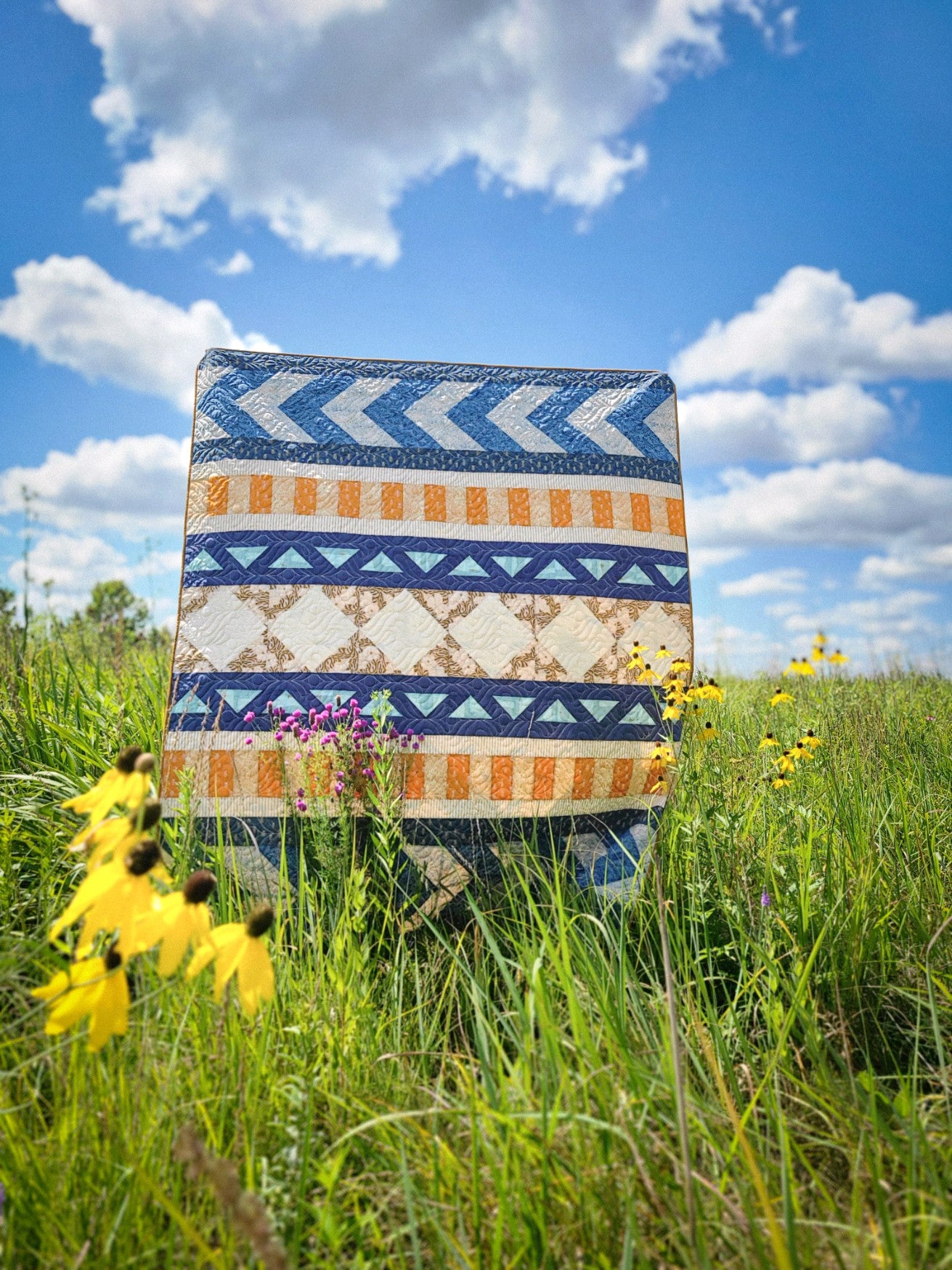 Coyote Hill Valley Song Handmade Quilt: Throw Size