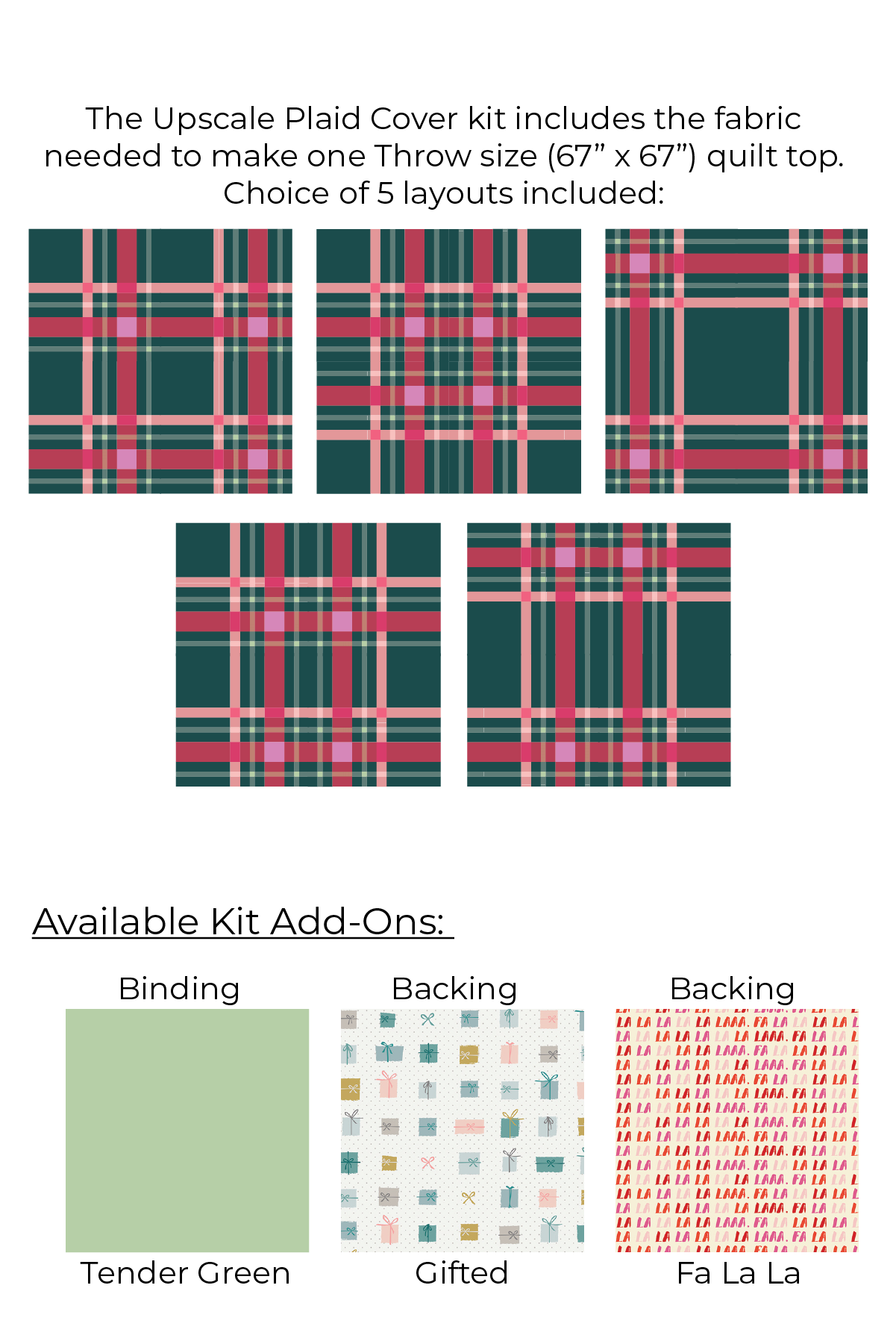 Cover Upscale Plaid Quilt Kit - THROW Size