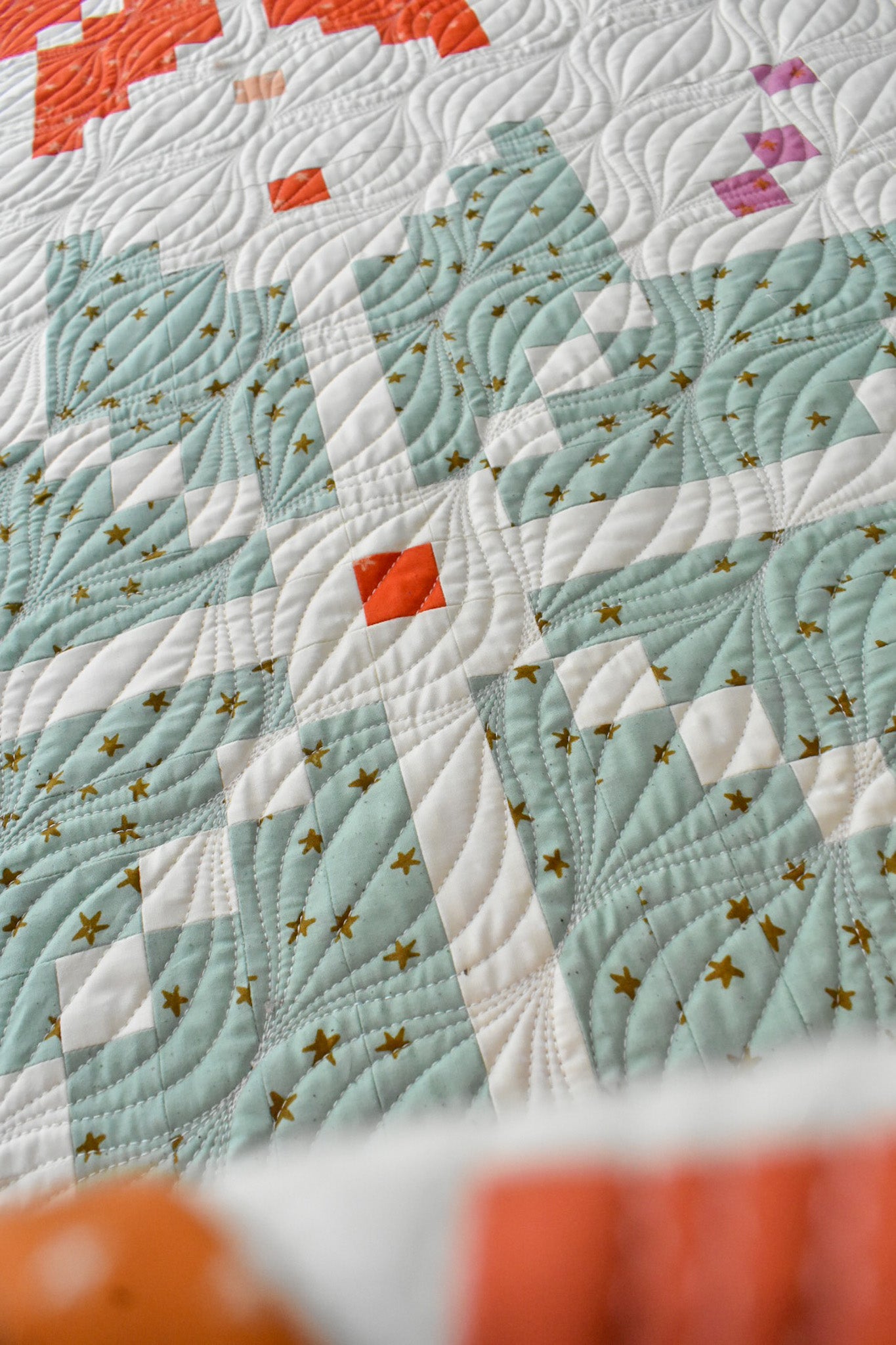 Starry Knitted Star Handmade Quilt: Throw size
