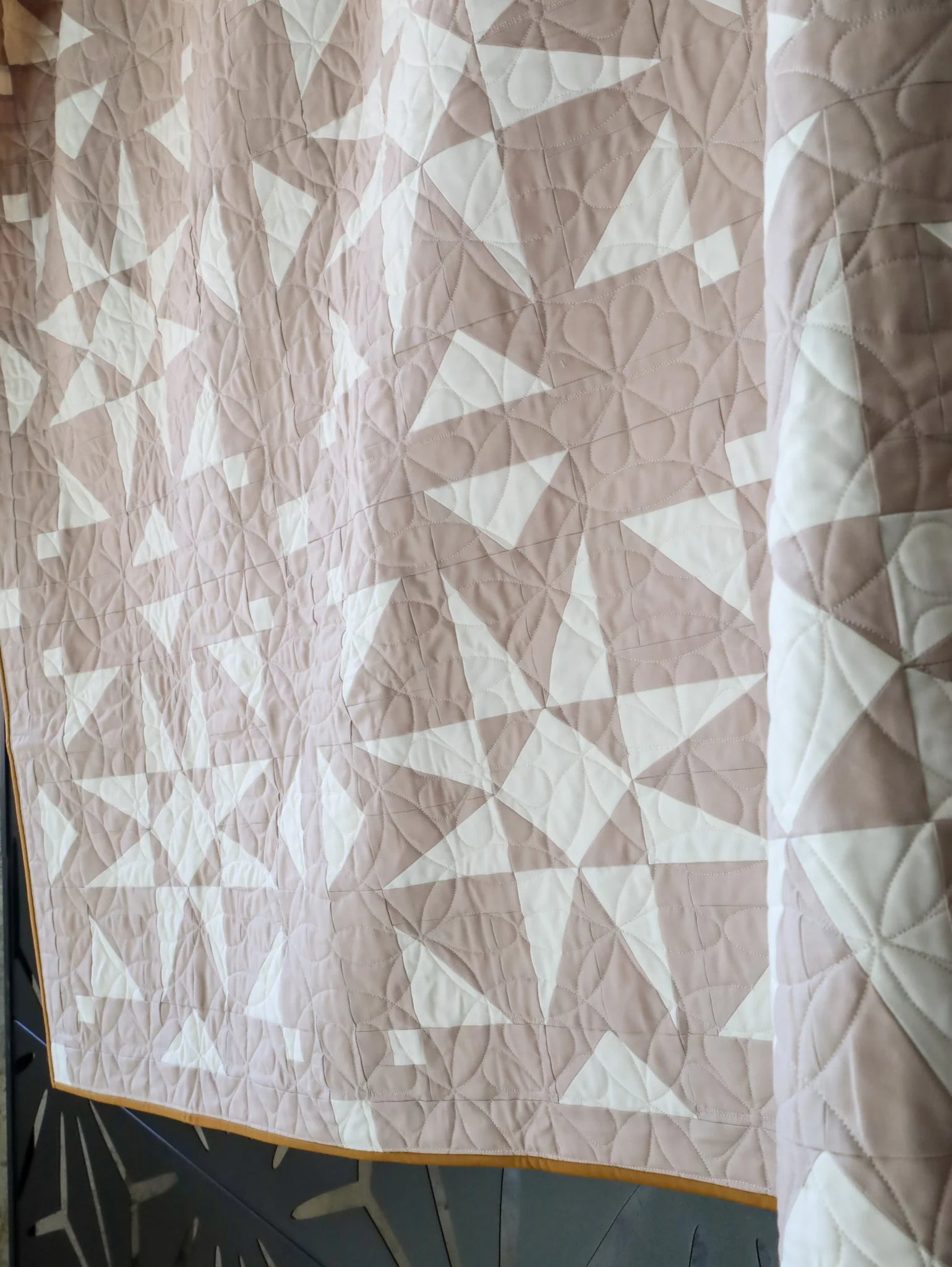 Doeskin & Snow Mosaic Star: Handmade Quilt