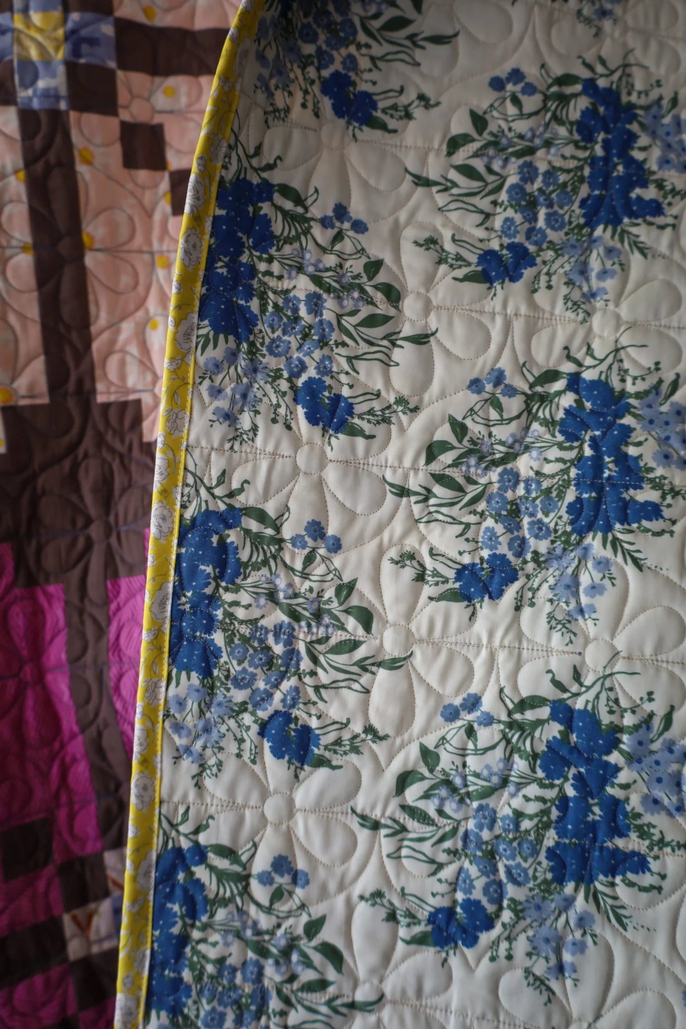 Driftwood Knitted Blooms : Handmade Quilt