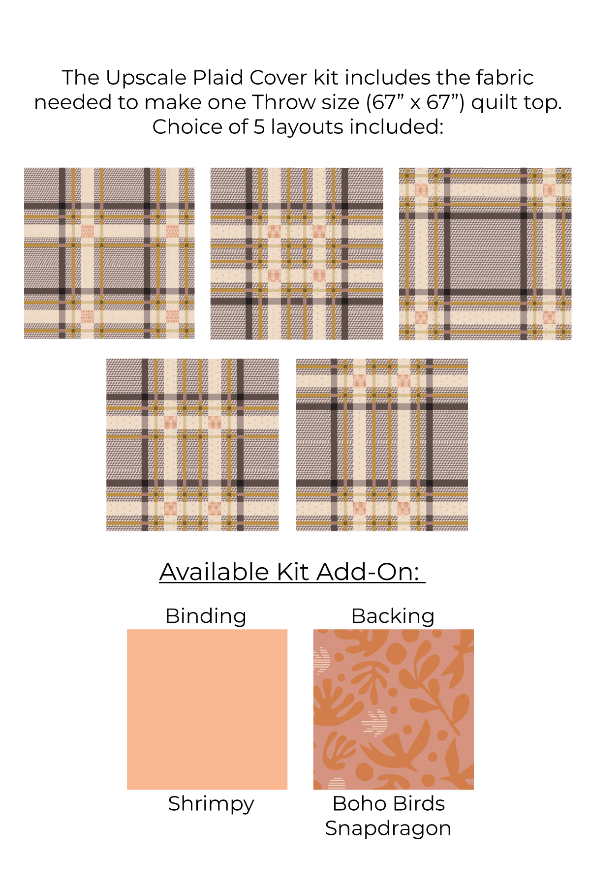 Upscale Plaid • Duval • Throw Size Quilt Kit