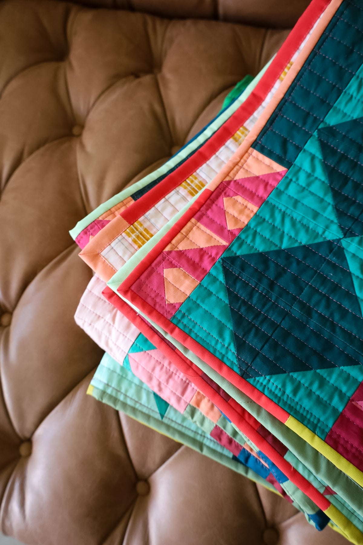 Homespun Christmas Mint Patchwork: Handmade Quilt