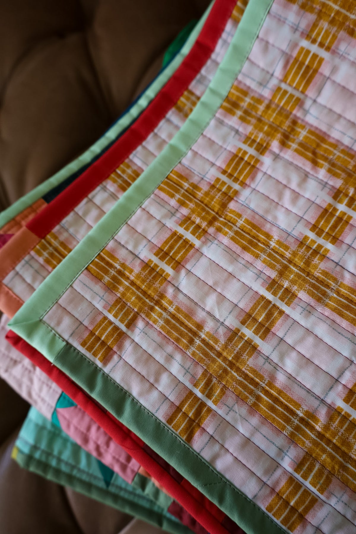 Homespun Christmas Mint Patchwork: Handmade Quilt