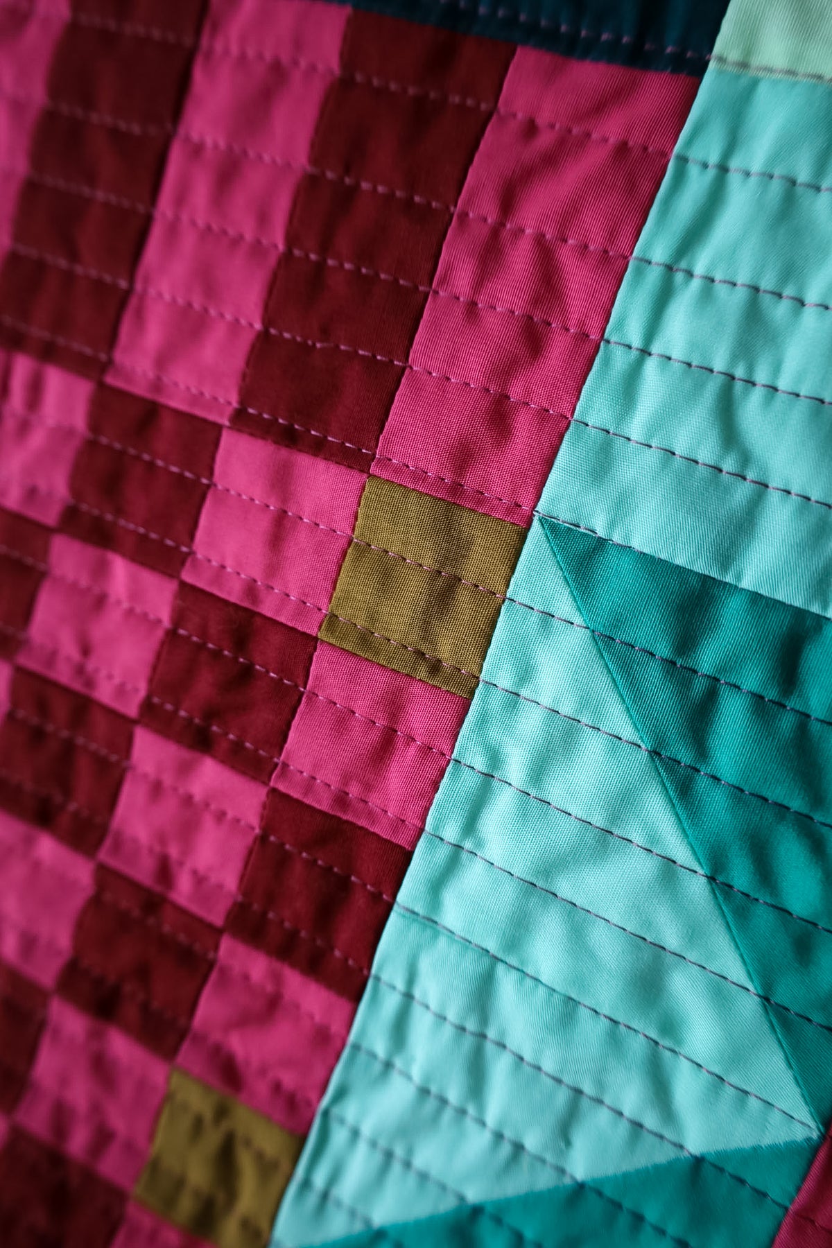 Homespun Christmas Mint Patchwork: Handmade Quilt