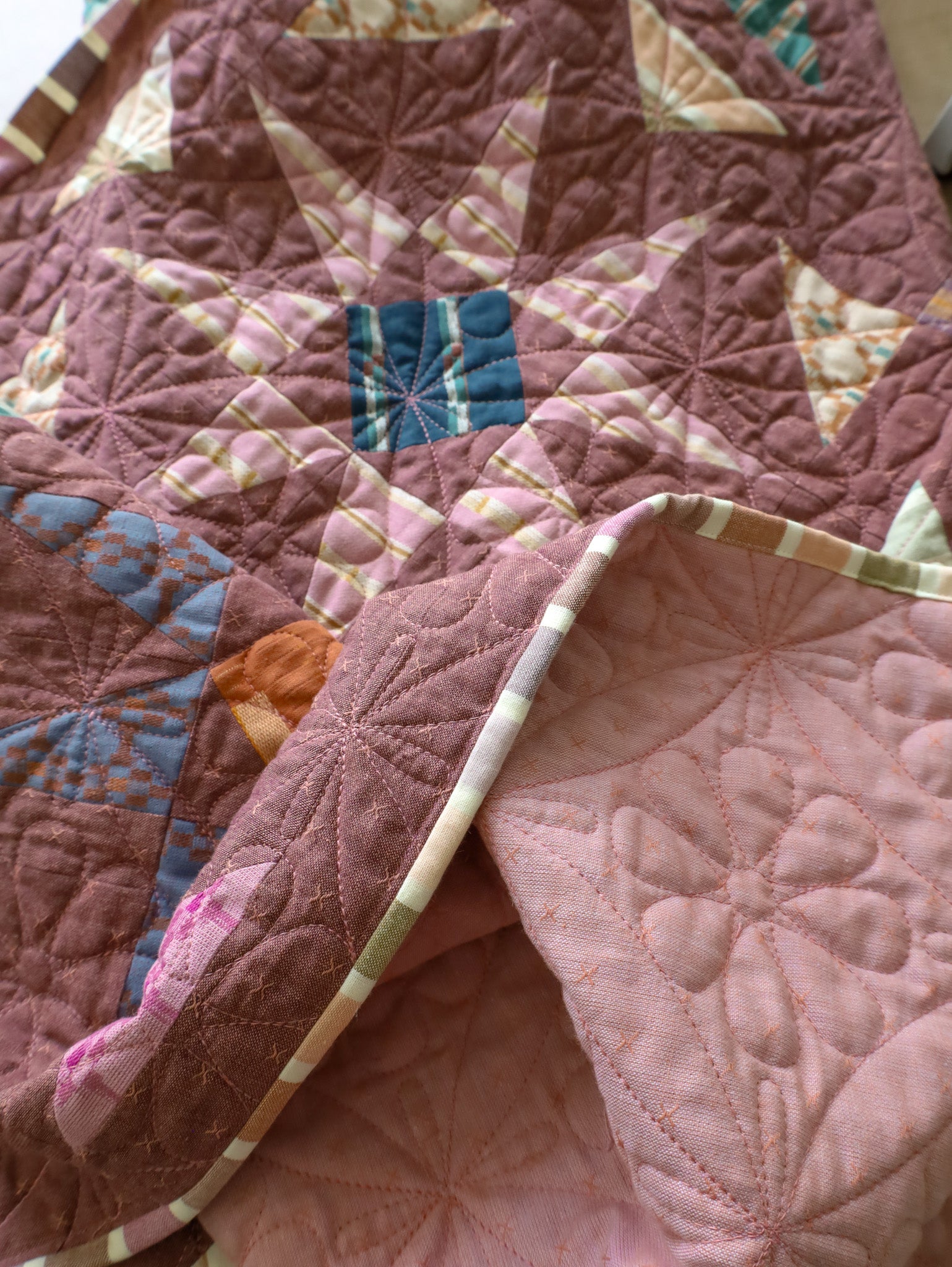 Mosaic Star Handmade Quilt: Throw