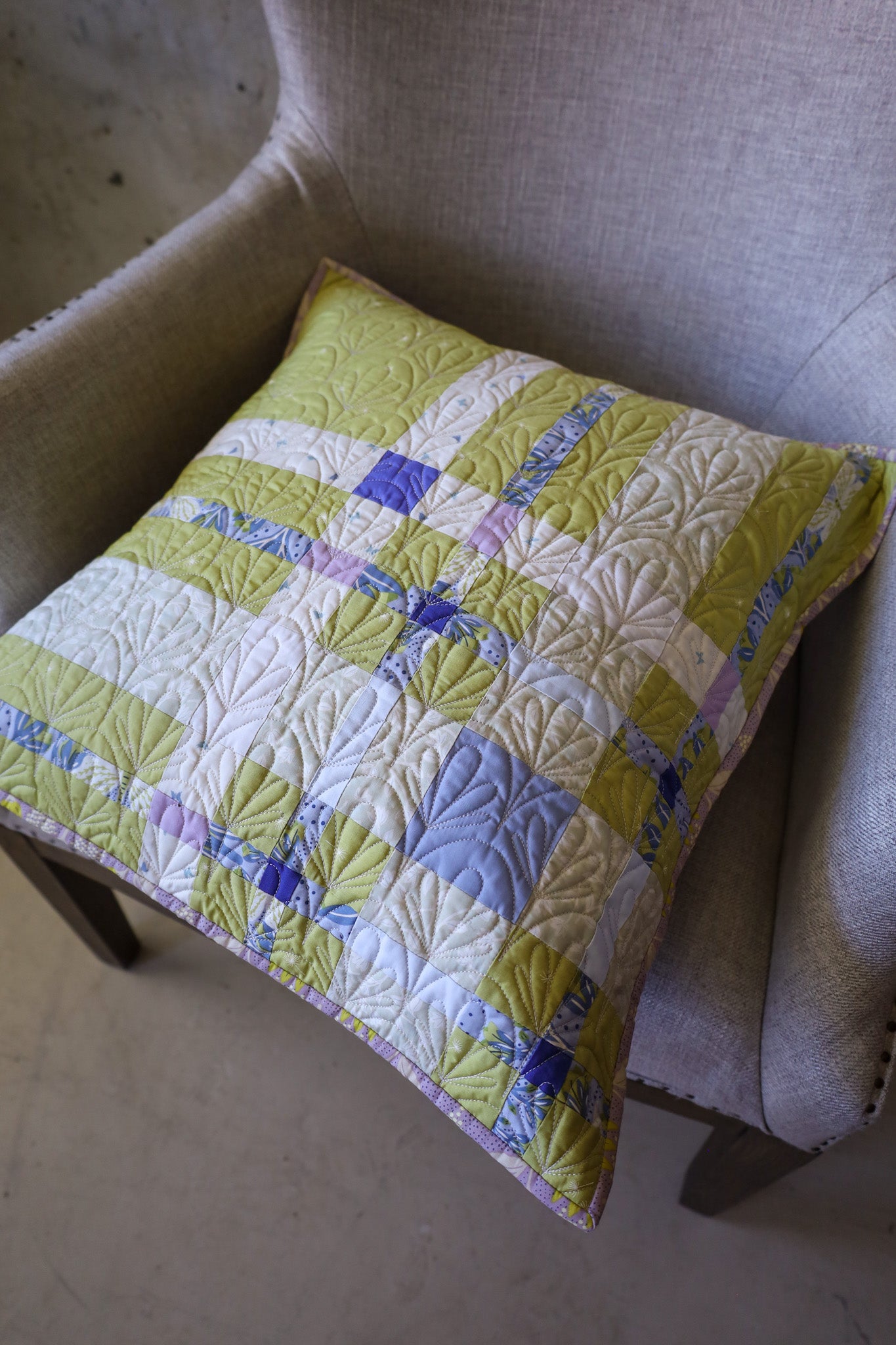 Fresh Linen Upscale Plaid Pillow: Handmade Quilt