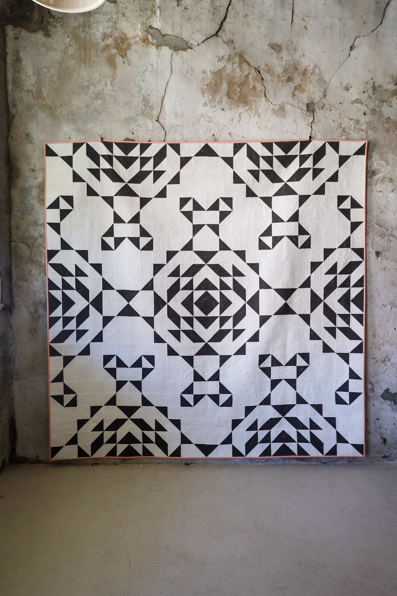 Lava Rock & Snow Vintage Lace: Handmade Quilt