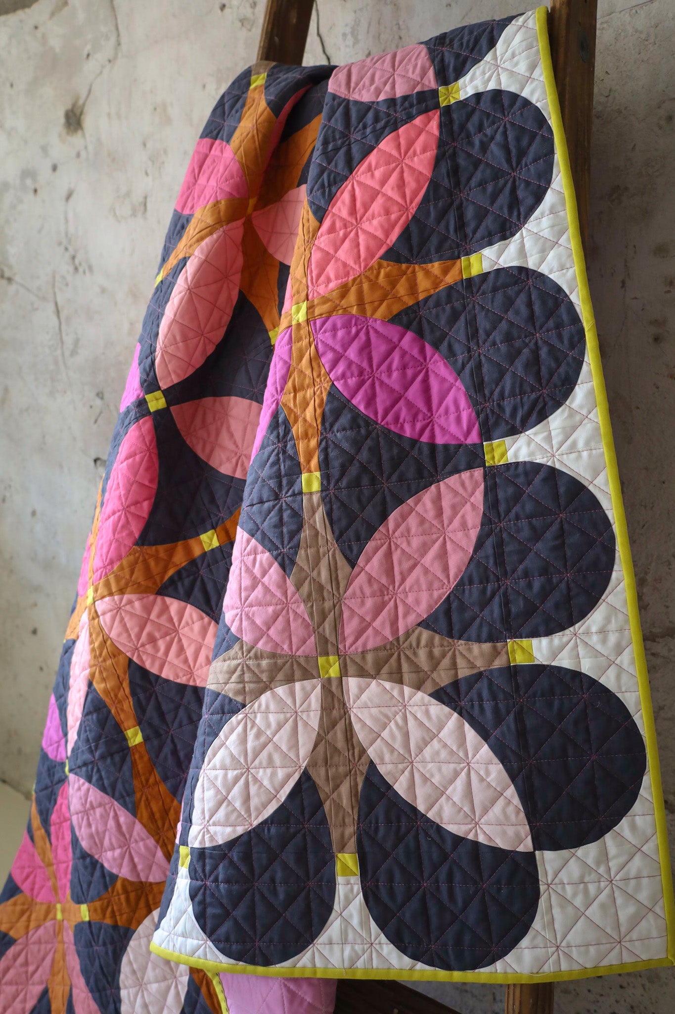 Retro Blossoms • Cover • Square Throw Size Quilt Kit