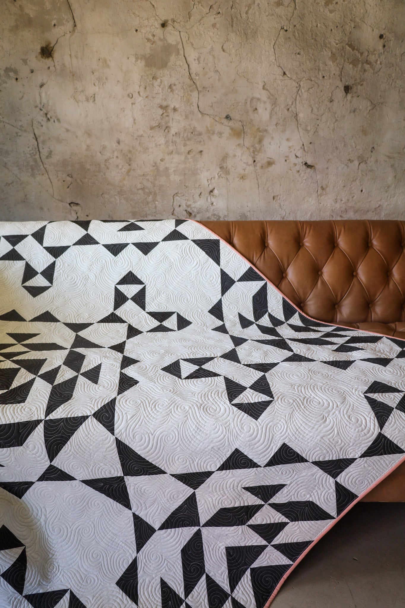 Lava Rock & Snow Vintage Lace: Handmade Quilt