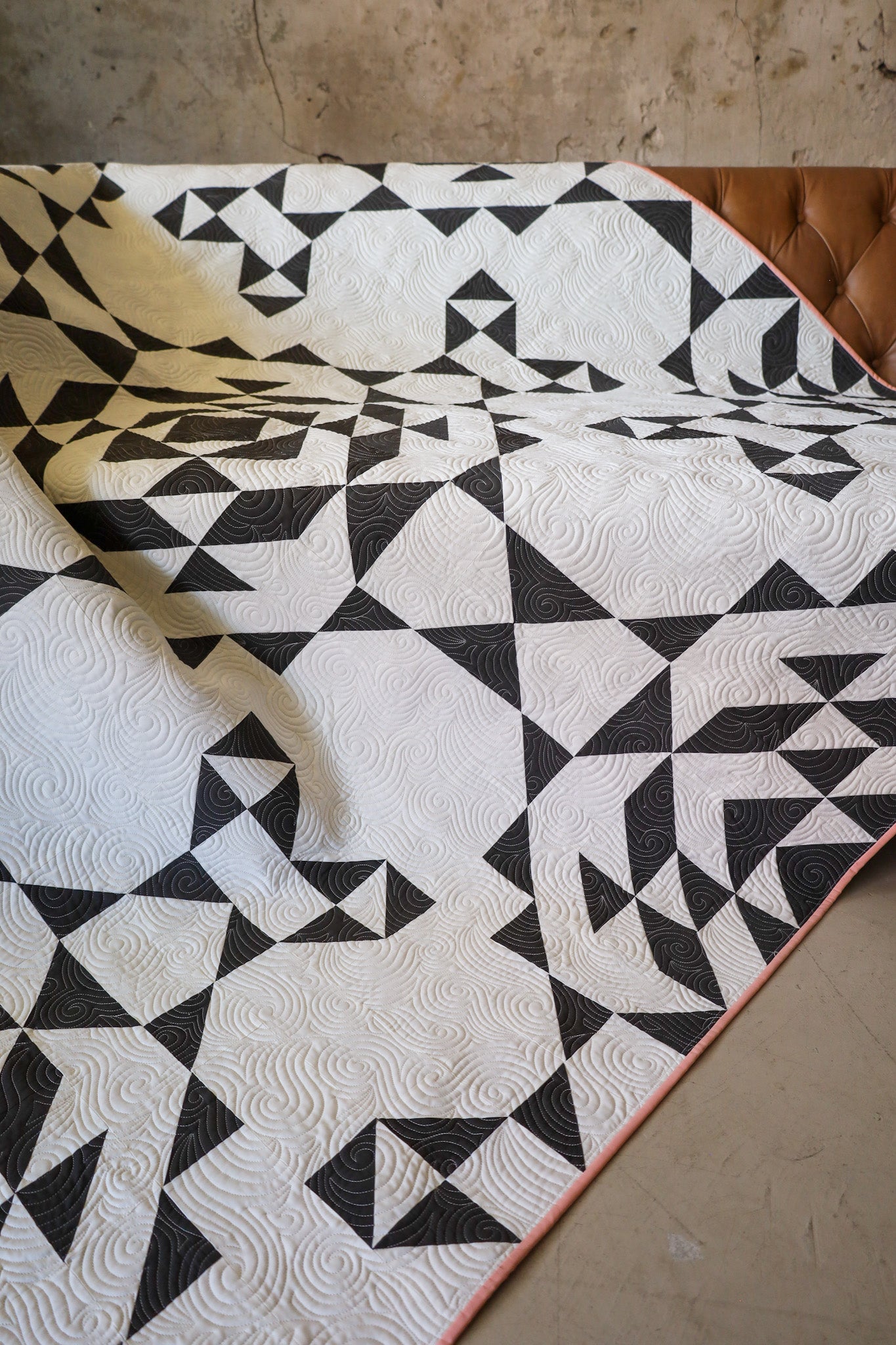 Lava Rock & Snow Vintage Lace: Handmade Quilt