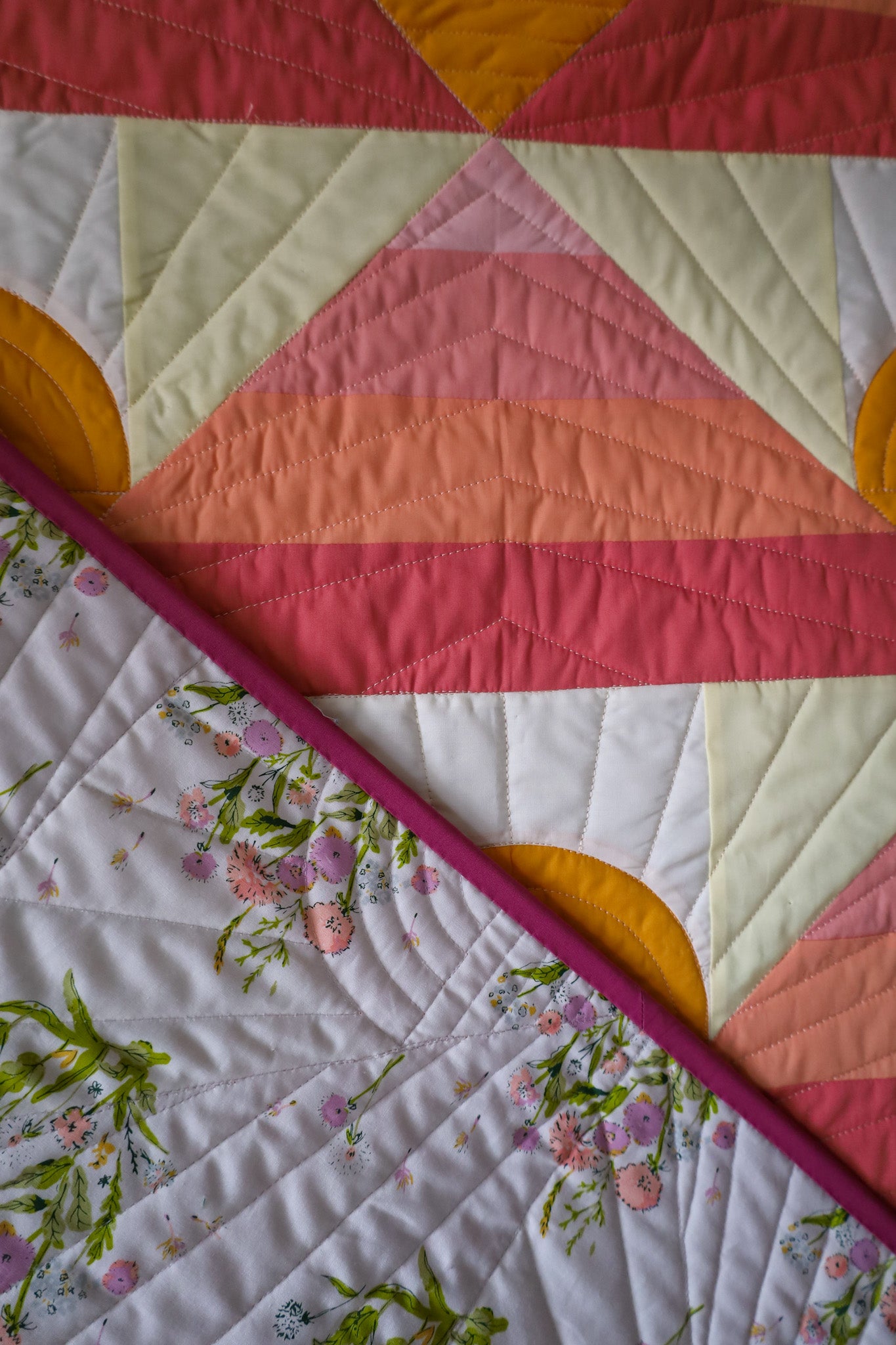 Miami Sunset Mountain Horizon 2.0: Handmade Quilt