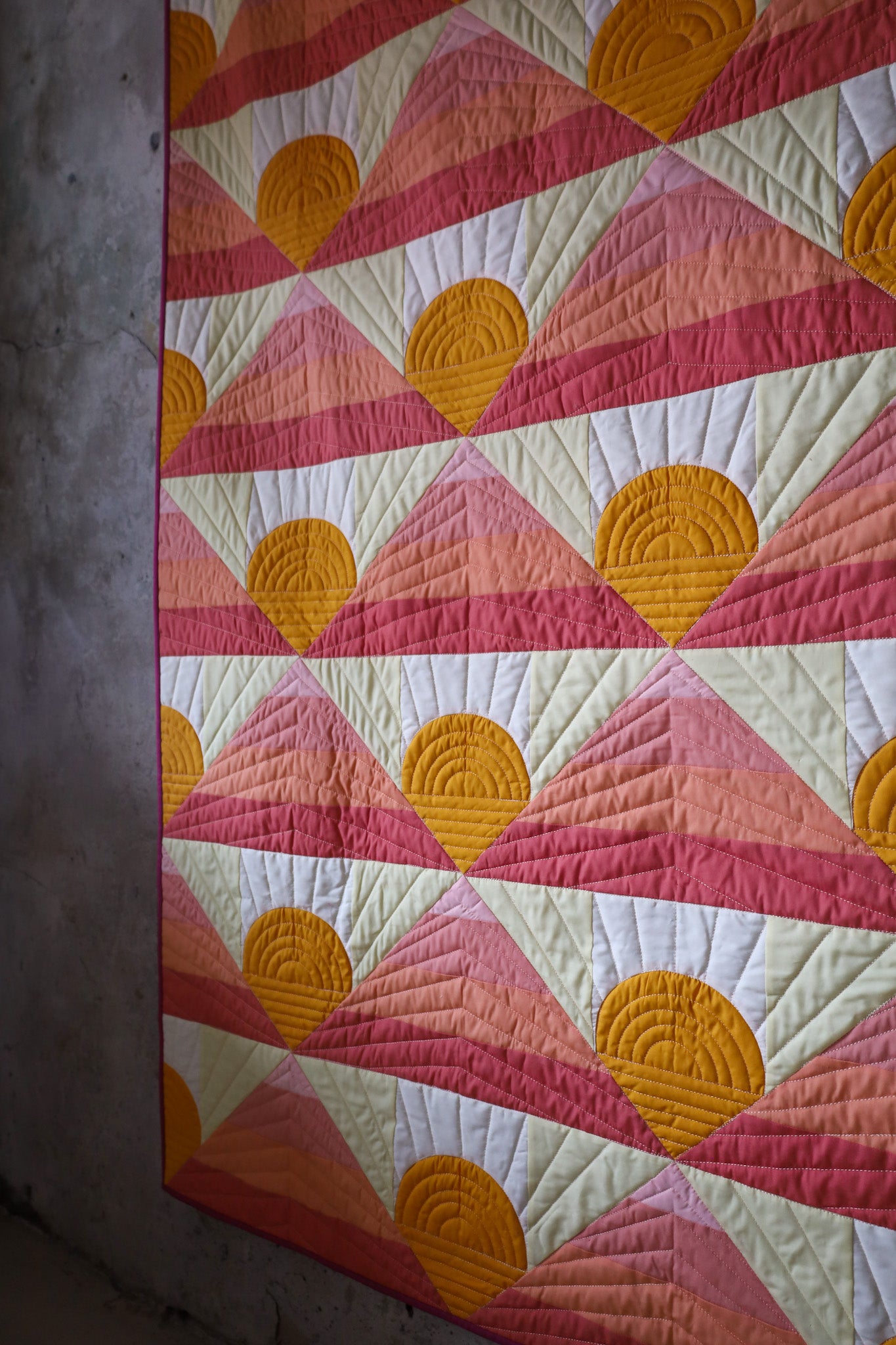 Miami Sunset Mountain Horizon 2.0: Handmade Quilt