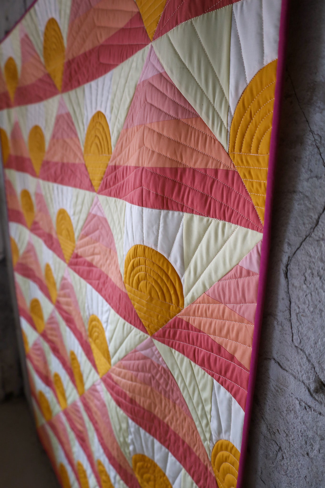 Miami Sunset Mountain Horizon 2.0: Handmade Quilt