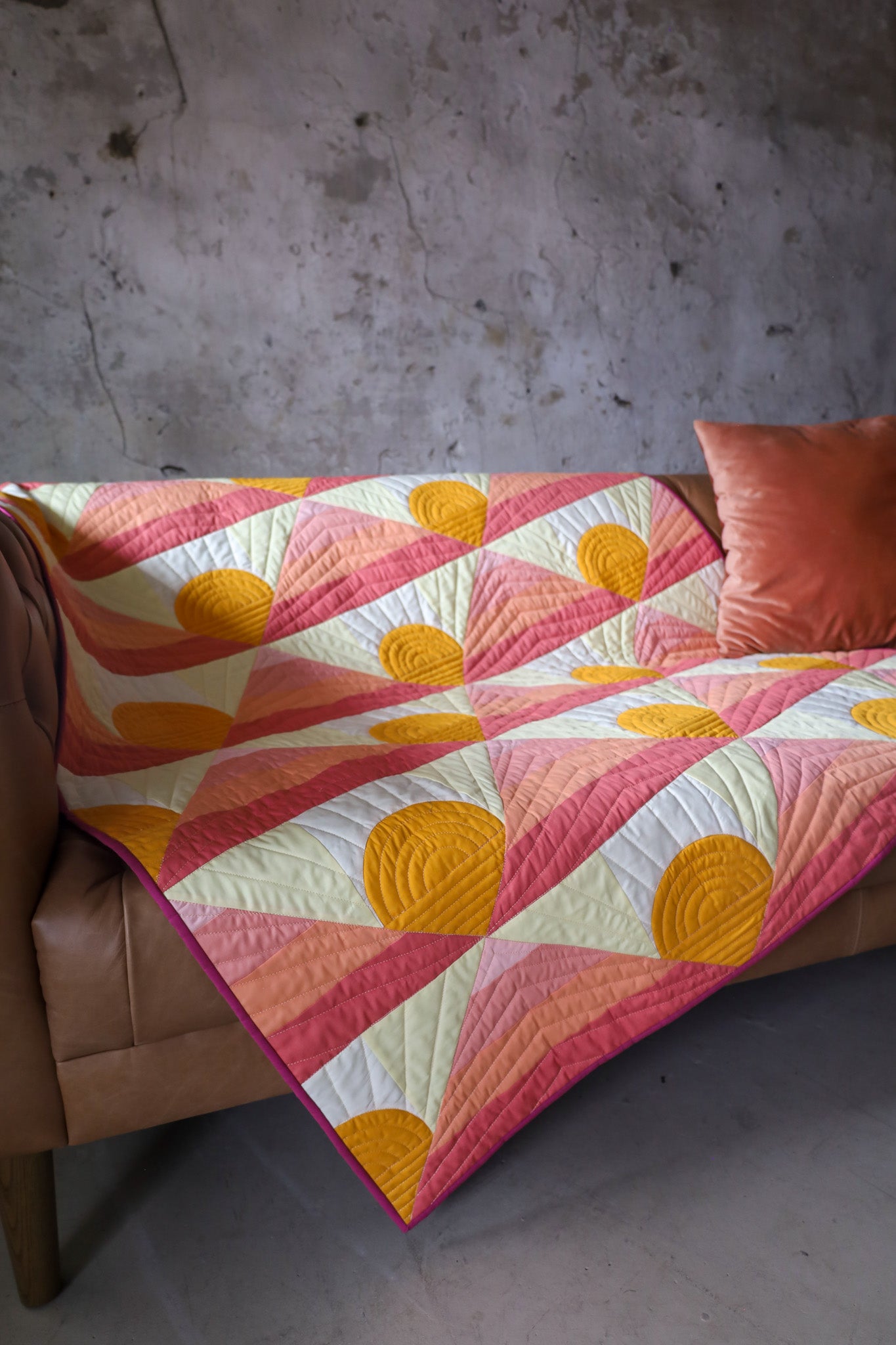 Miami Sunset Mountain Horizon 2.0: Handmade Quilt