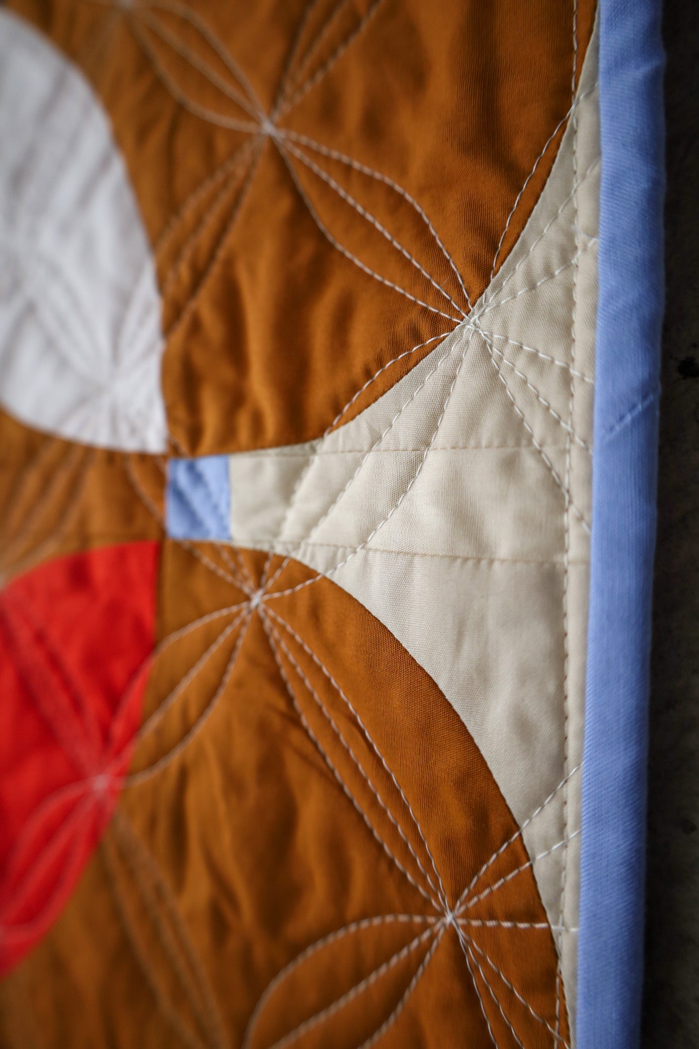 Gingerbread Retro Blossoms: Handmade Quilt