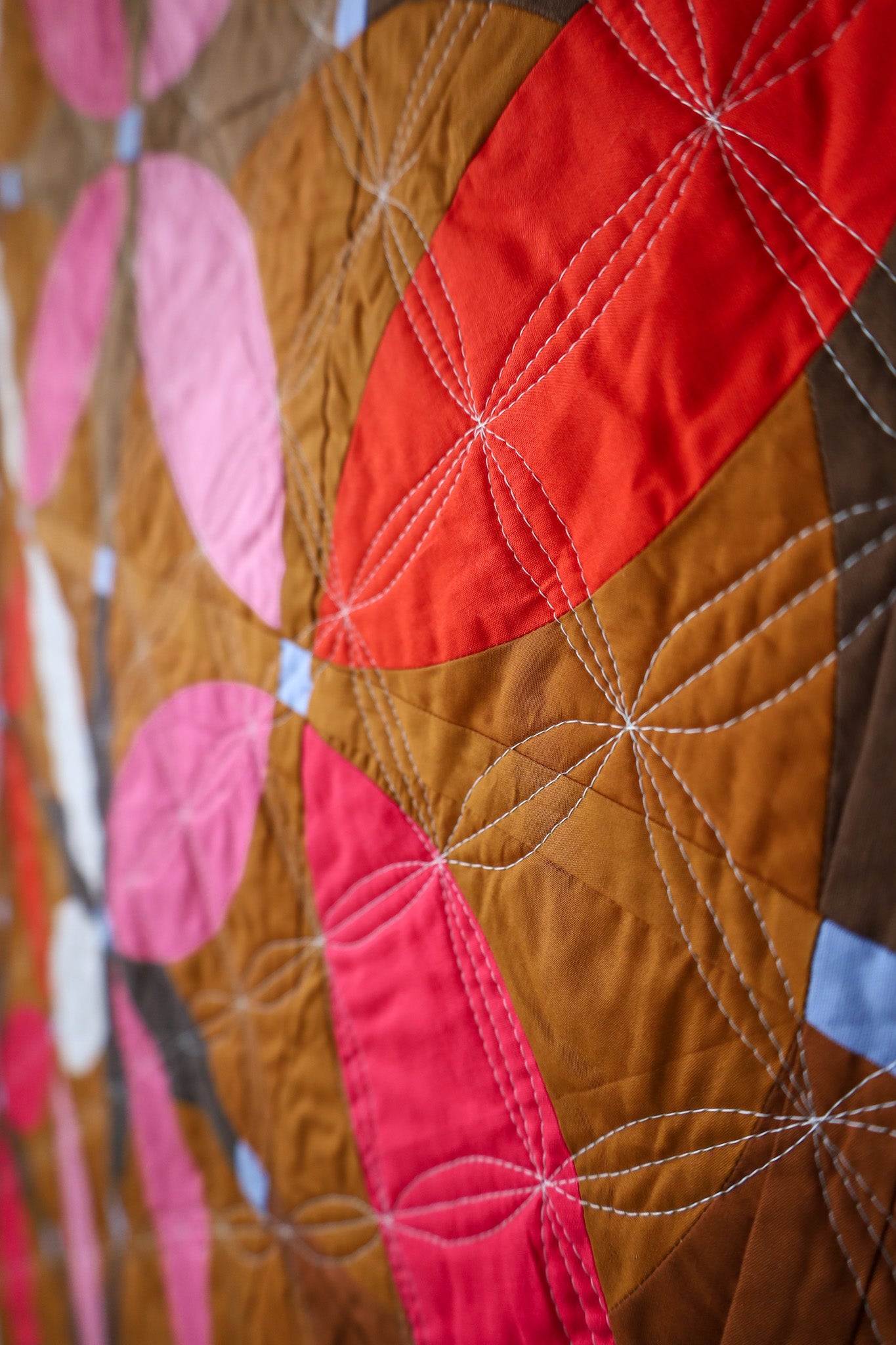 Gingerbread Retro Blossoms: Handmade Quilt