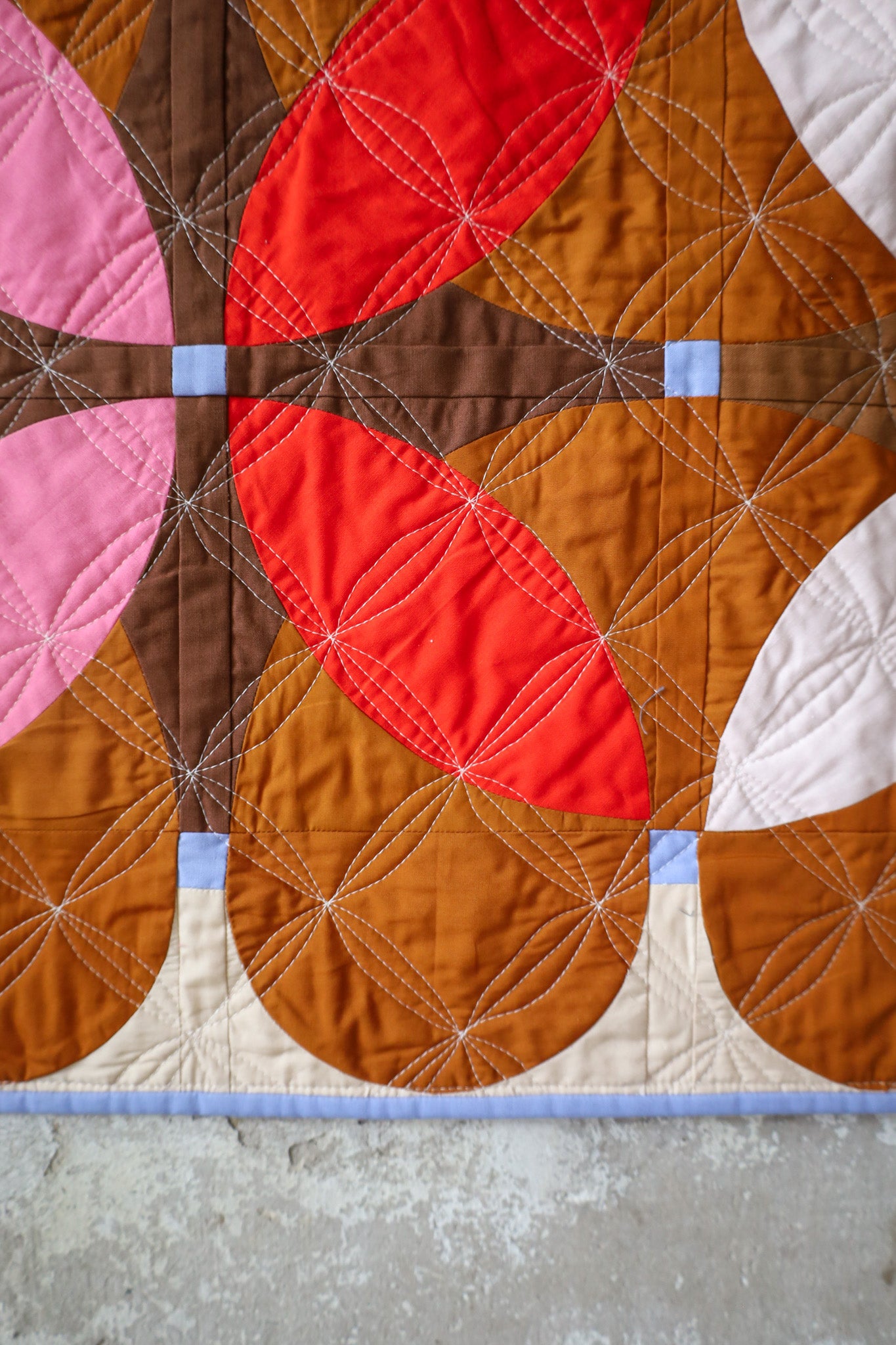 Gingerbread Retro Blossoms: Handmade Quilt