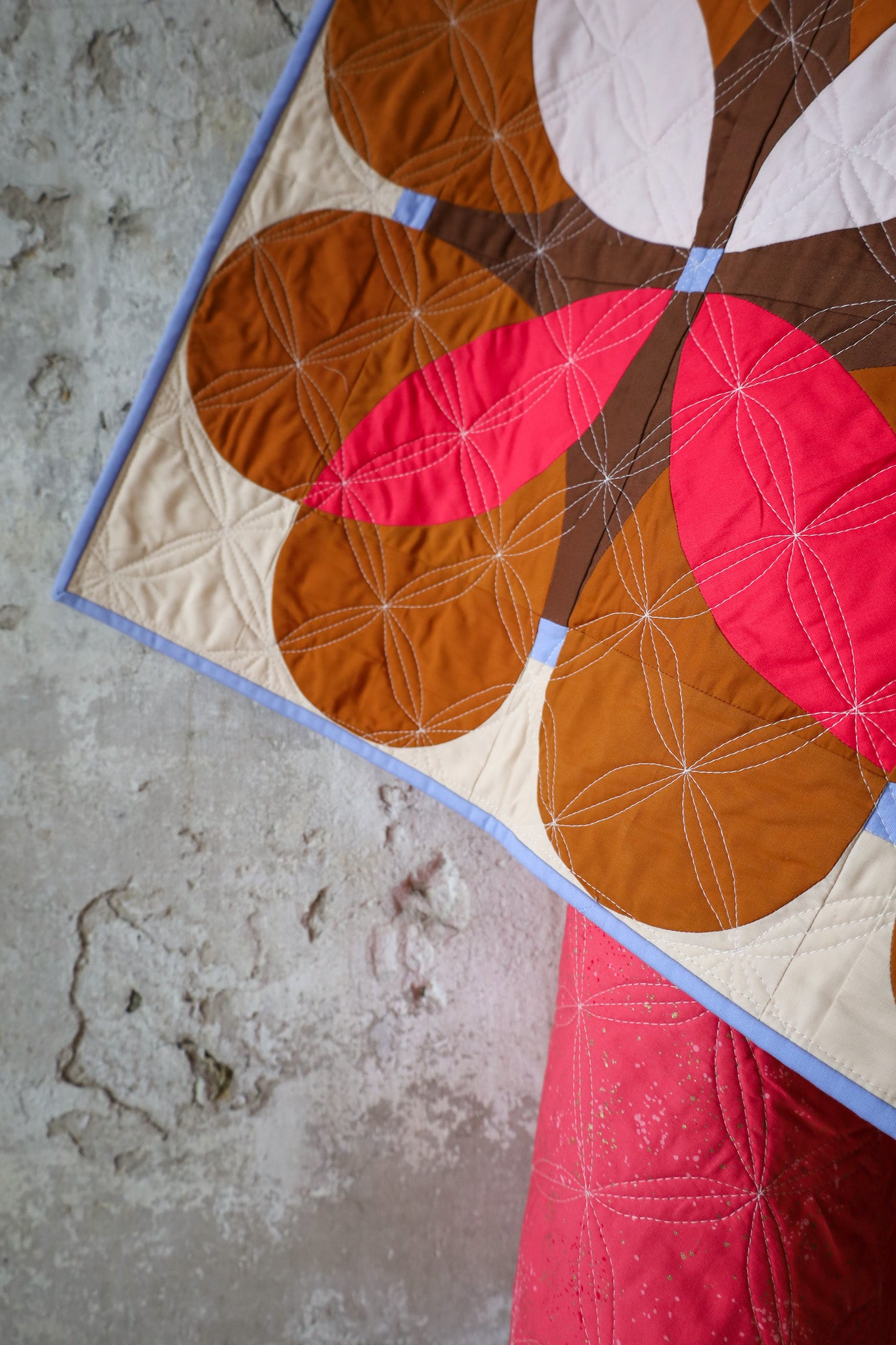 Gingerbread Retro Blossoms: Handmade Quilt
