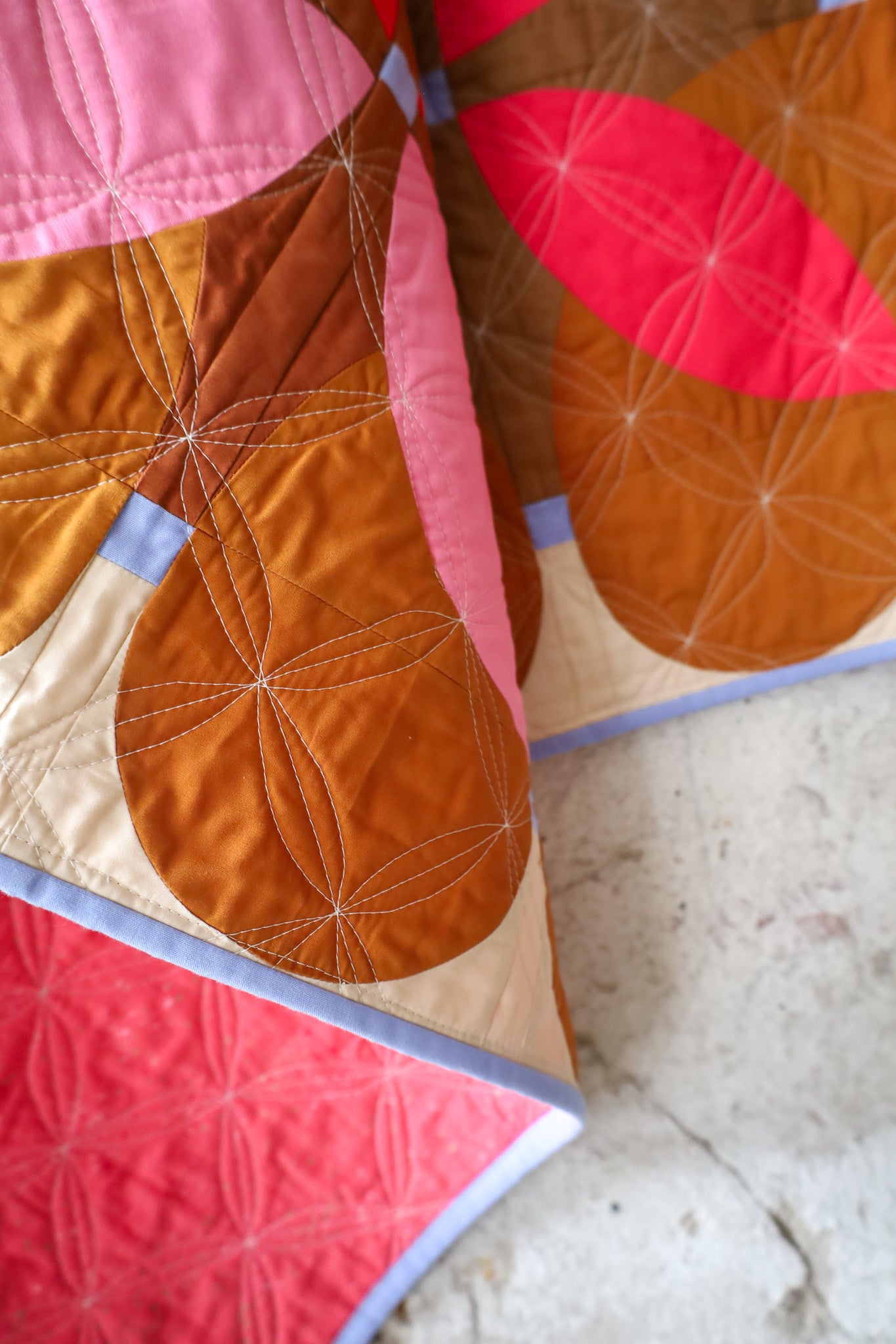 Gingerbread Retro Blossoms: Handmade Quilt