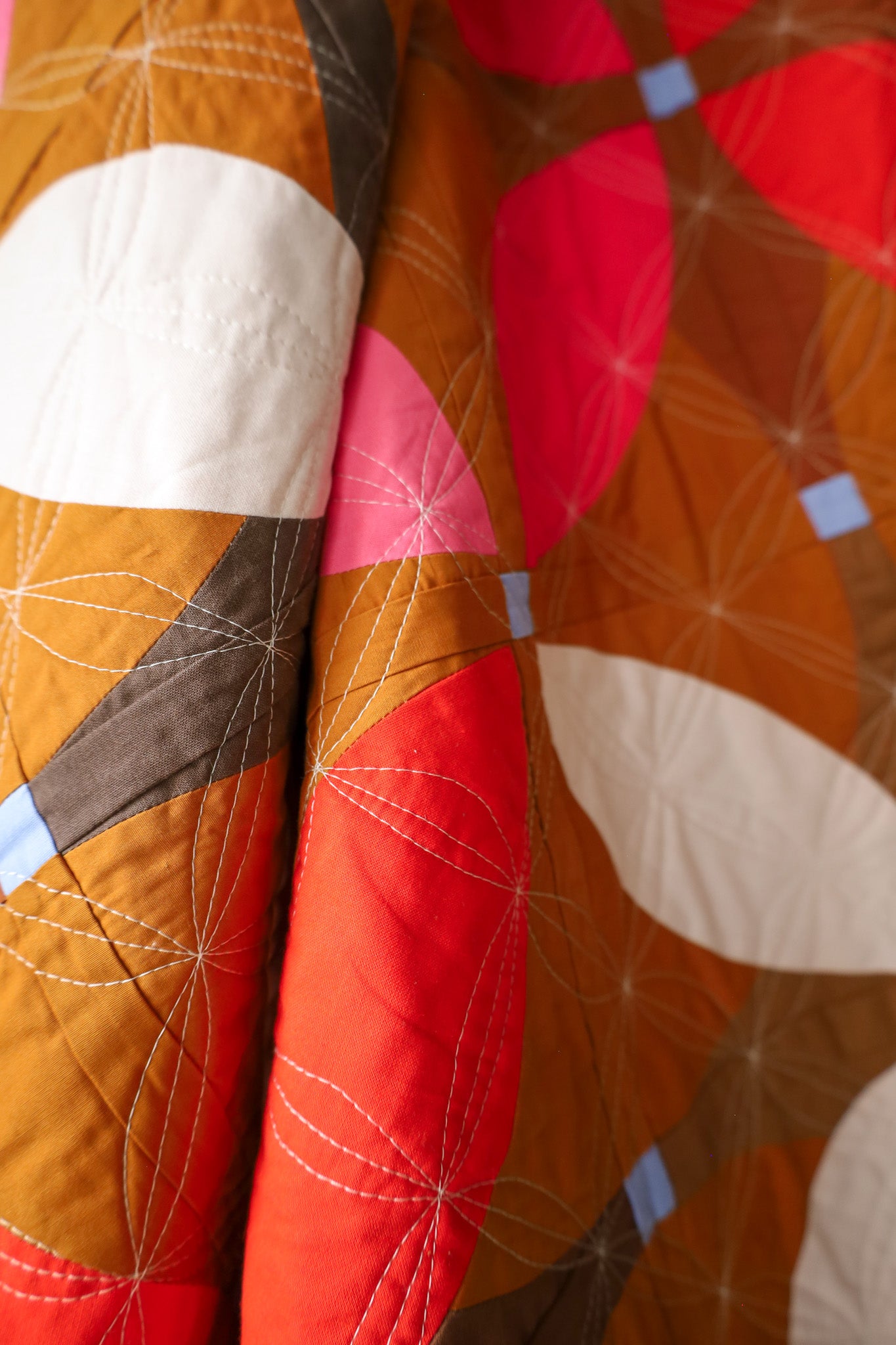 Gingerbread Retro Blossoms: Handmade Quilt