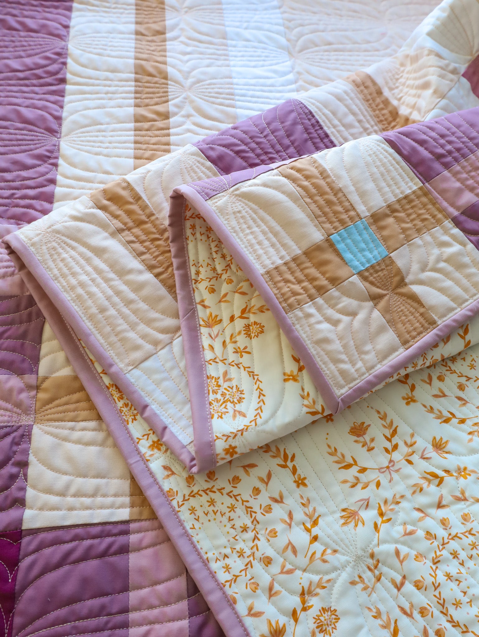 Winter Blush Upscale Plaid Handmade Quilt: Throw size