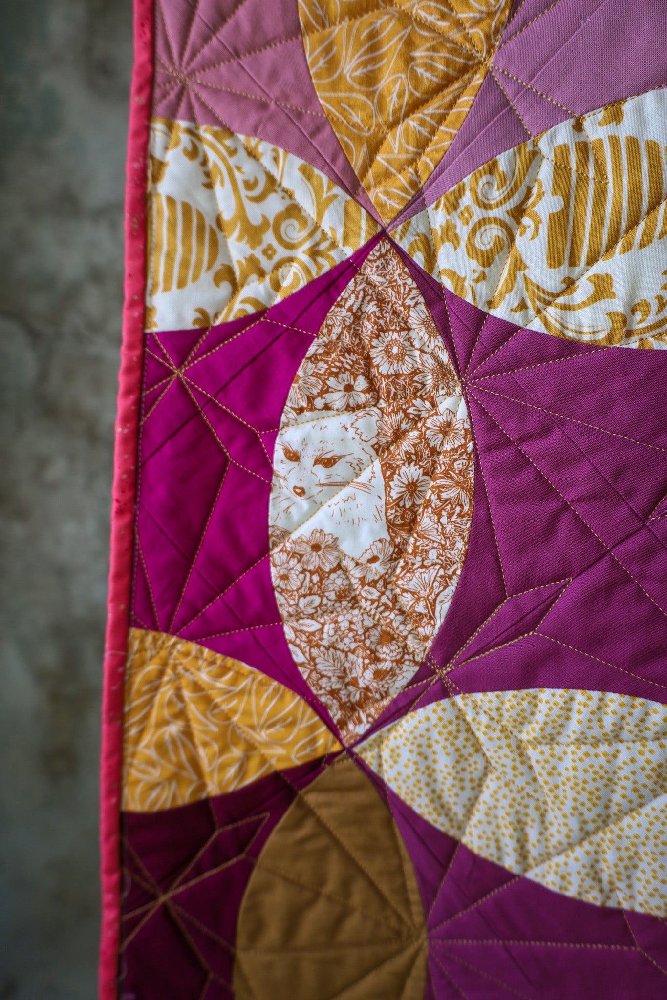 Scrappy Shades of Citrus Handmade Quilt: Throw size