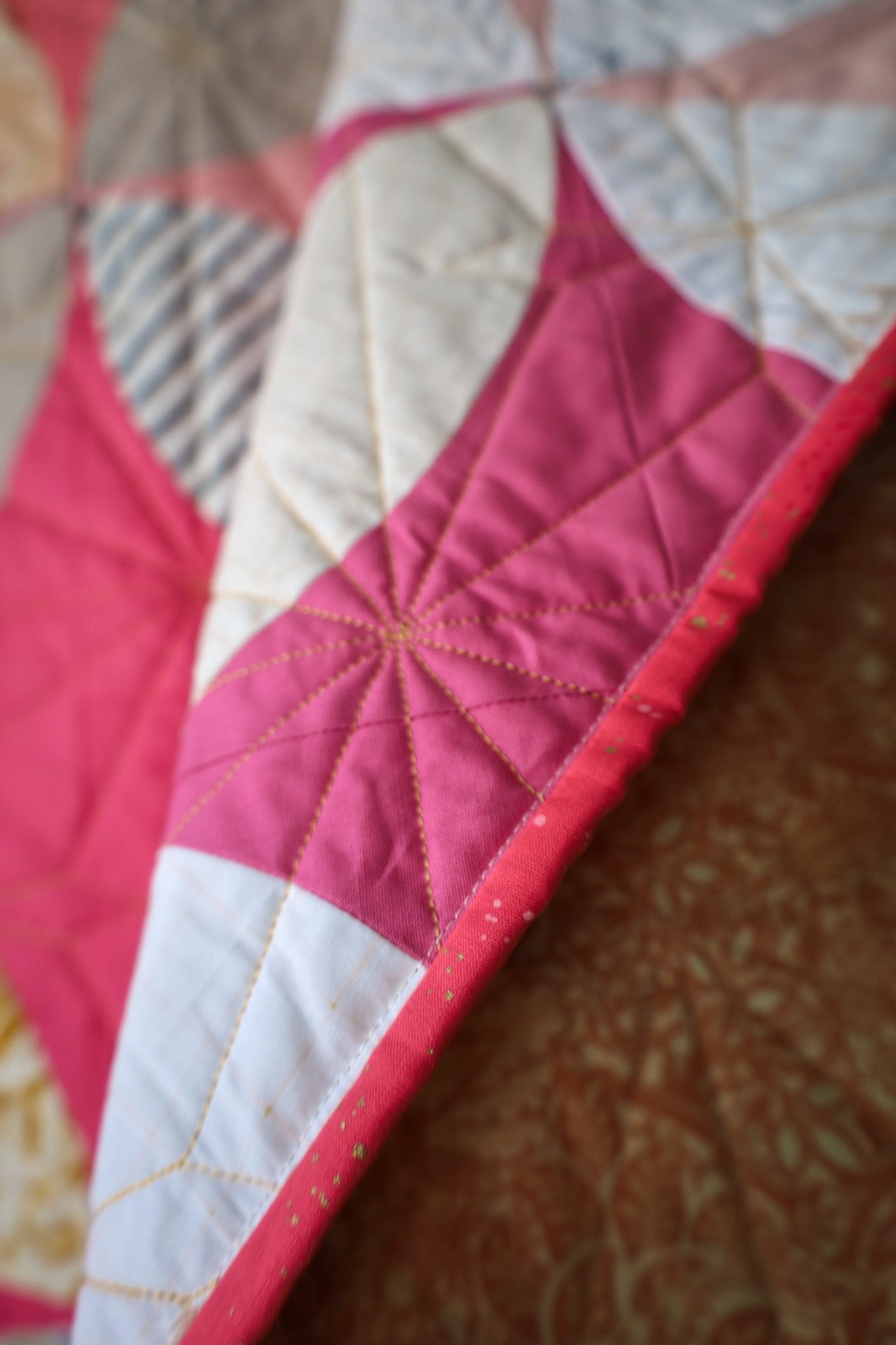 Scrappy Shades of Citrus Handmade Quilt: Throw size