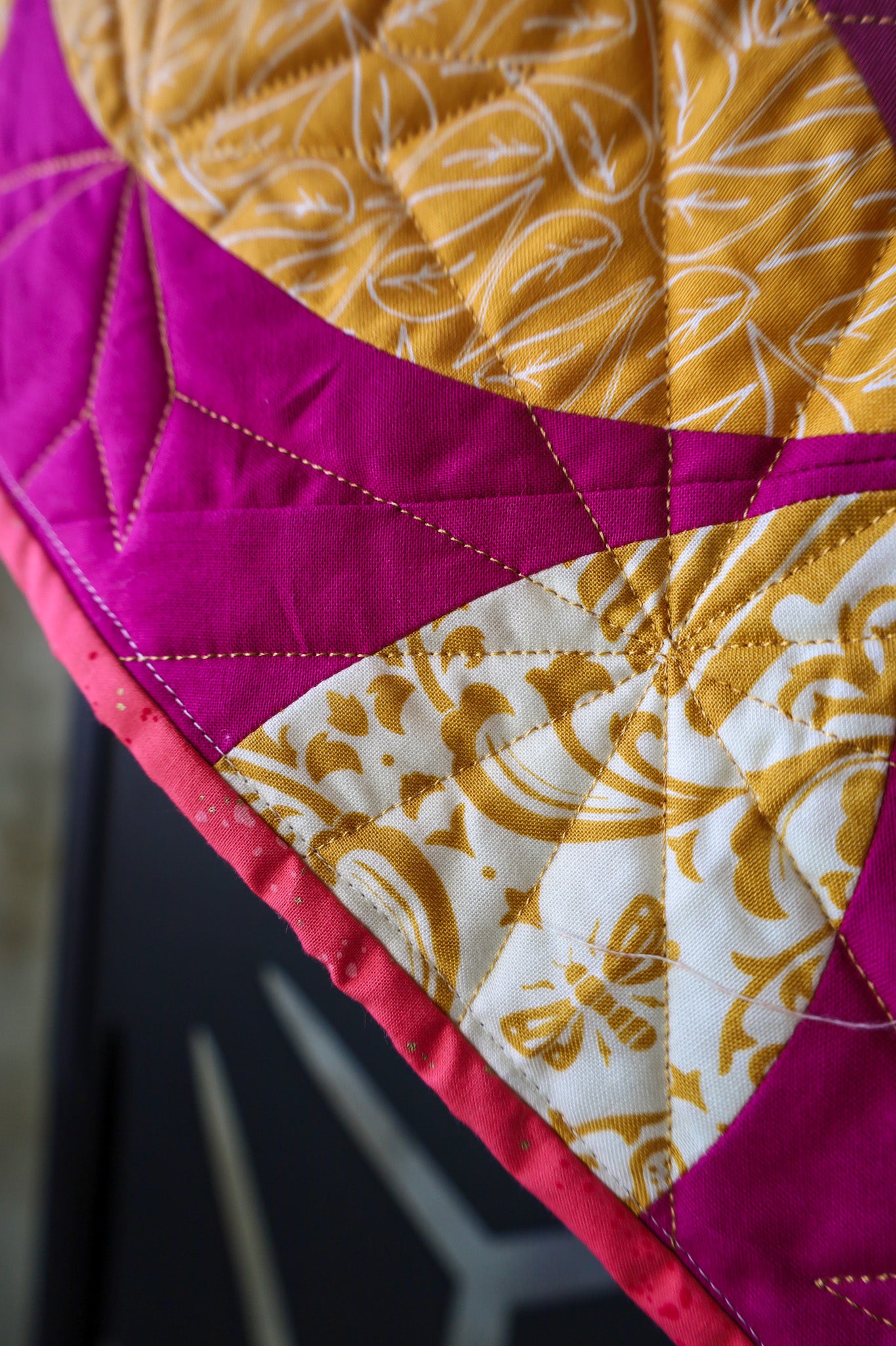 Scrappy Shades of Citrus Handmade Quilt: Throw size
