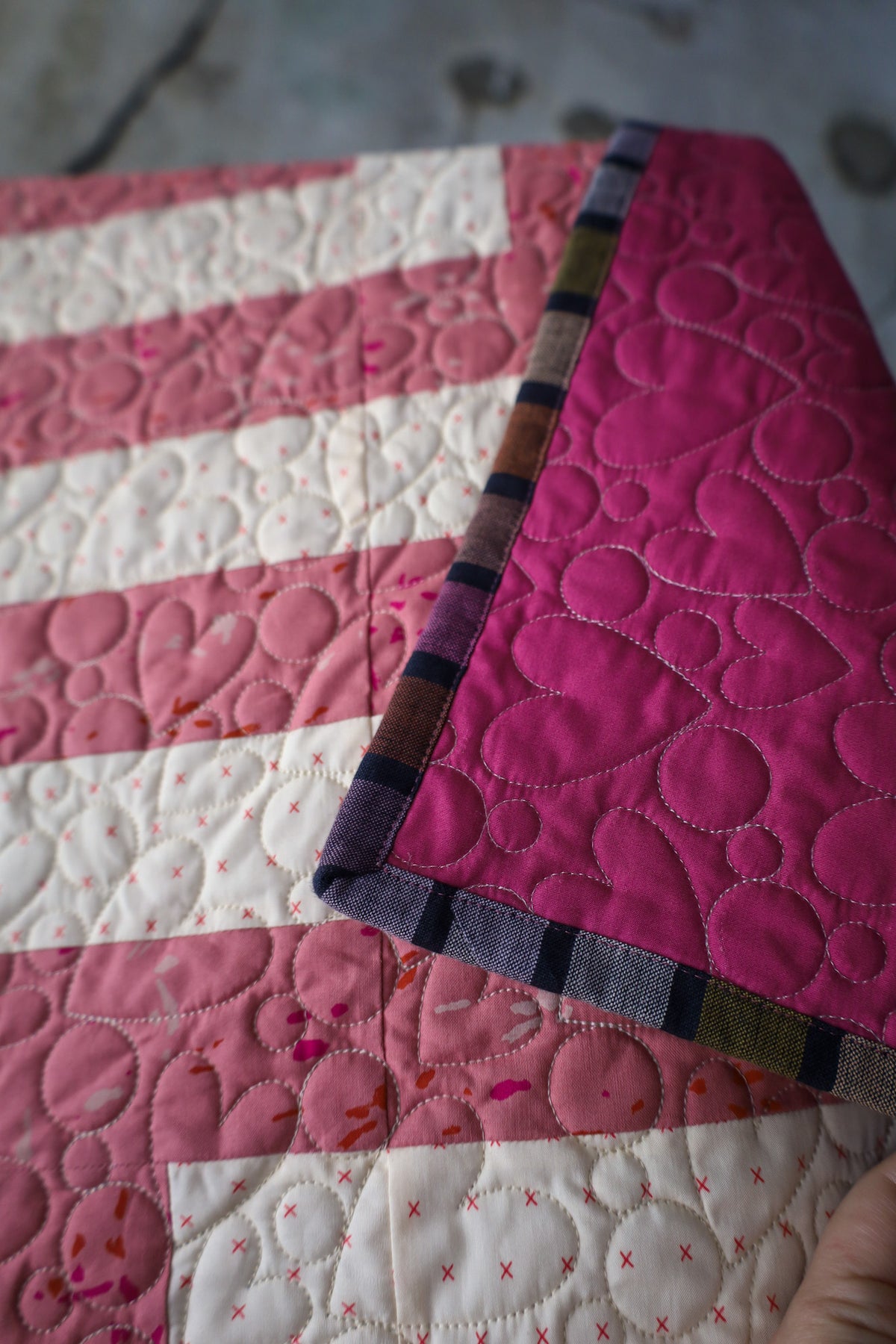 Getaway Handmade Quilt Crib size 42" x 56" Lo & Behold Stitchery