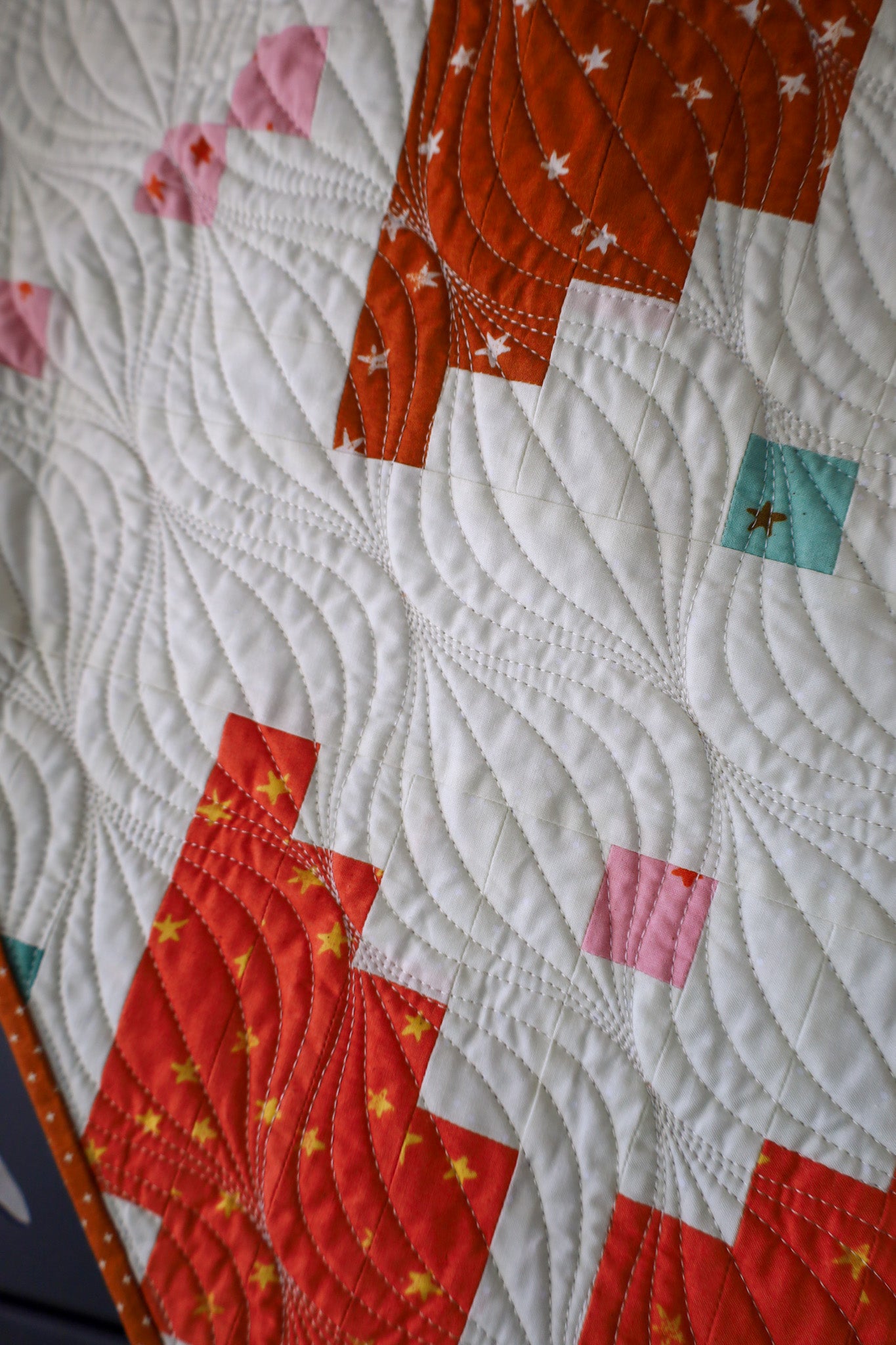 Starry Knitted Star Handmade Quilt: Throw size