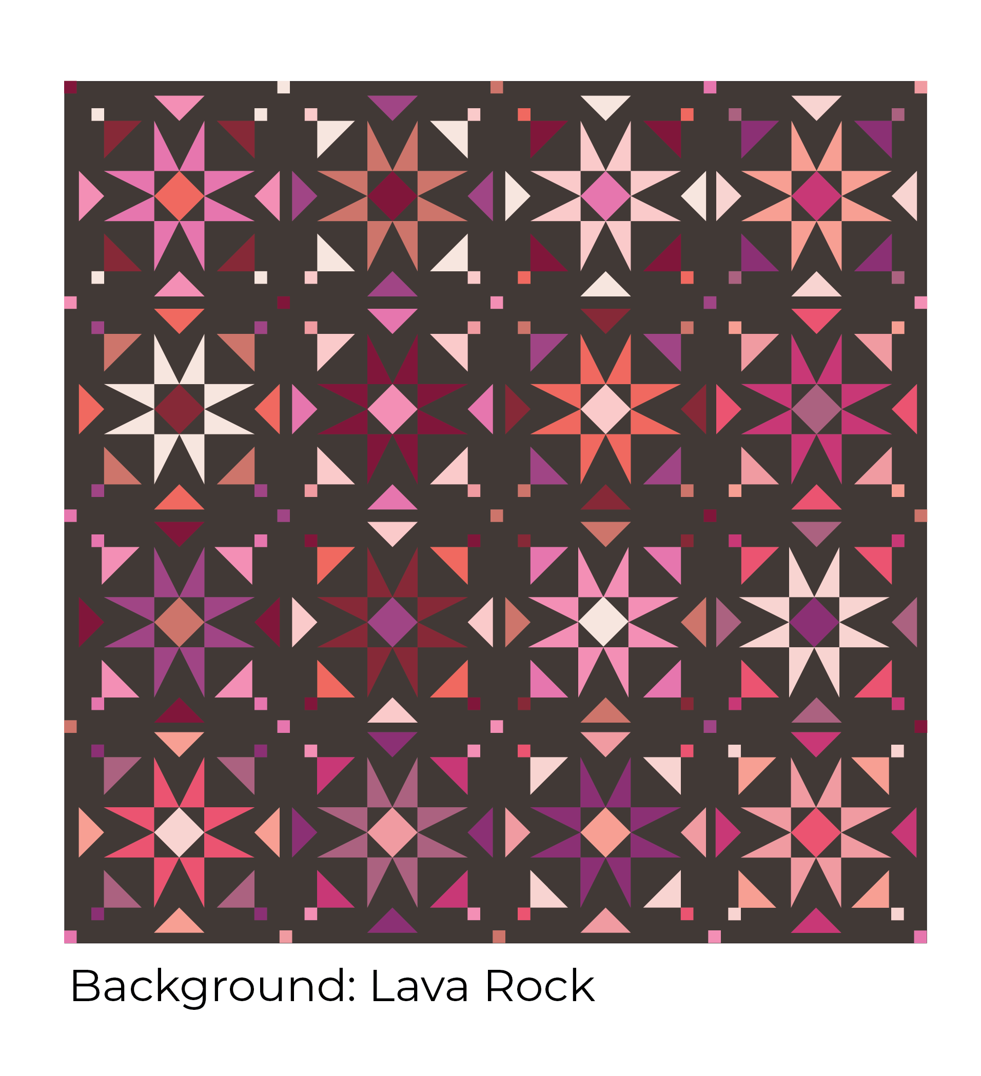 Card with text "background Lave Rock" of the Mosaic Star Blossoming quilt