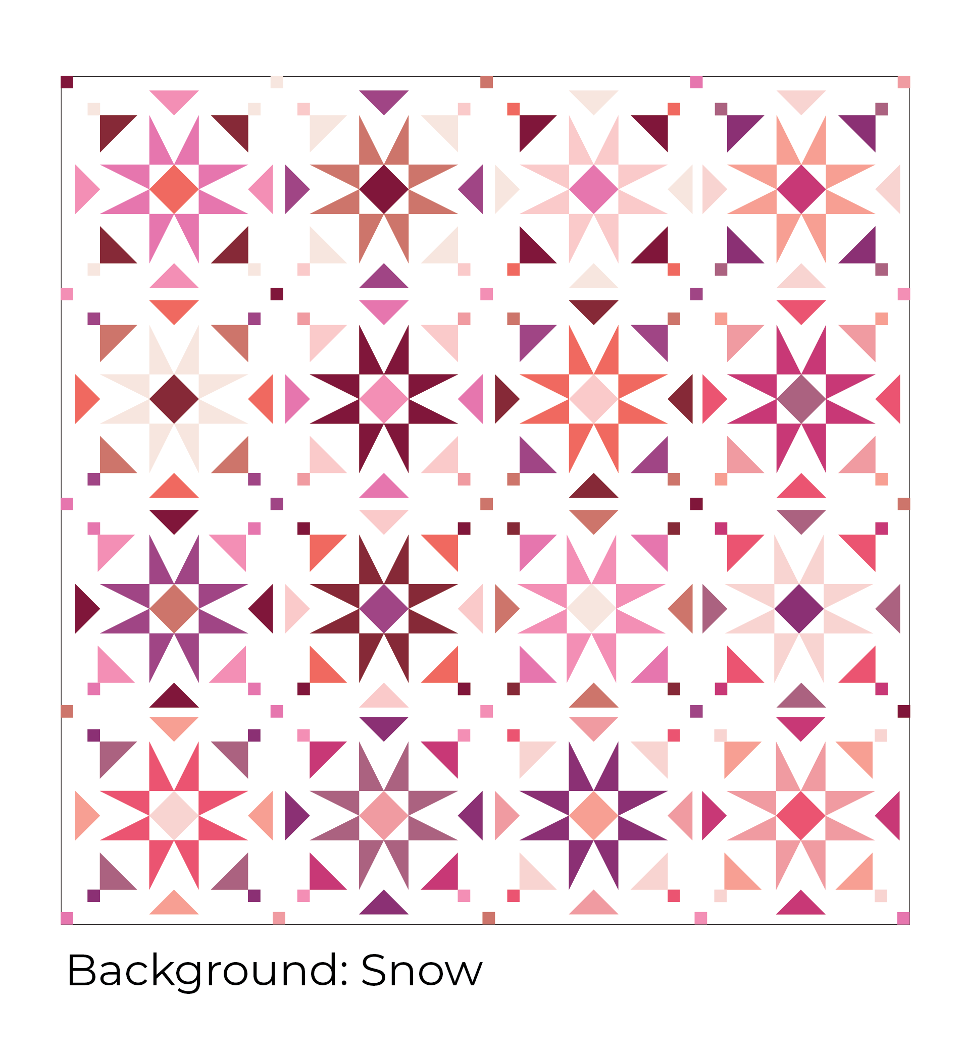 Card with text "background snow" of the Mosaic Star Blossoming quilt