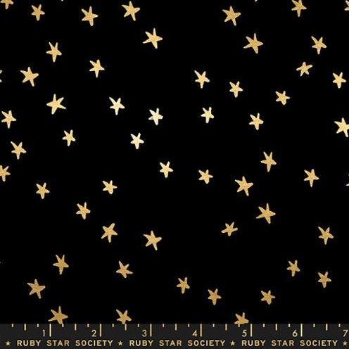 Precut: 1 yd Starry Metallic Black Gold