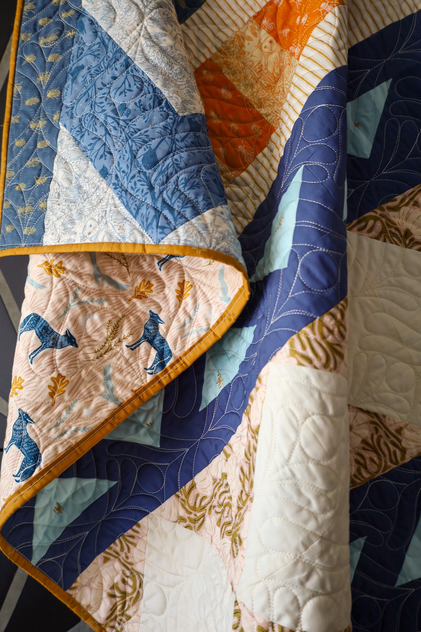 Coyote Hill Valley Song Handmade Quilt: Throw Size