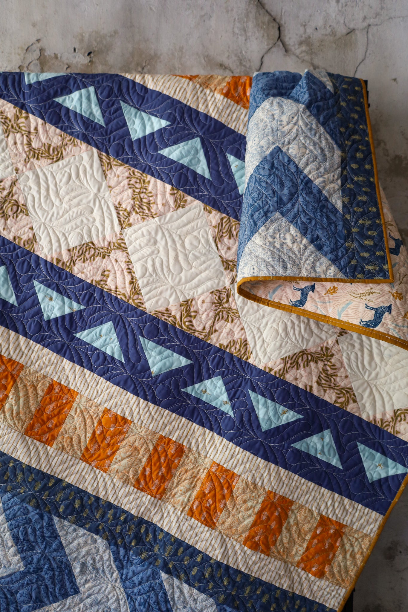 Coyote Hill Valley Song Handmade Quilt: Throw Size