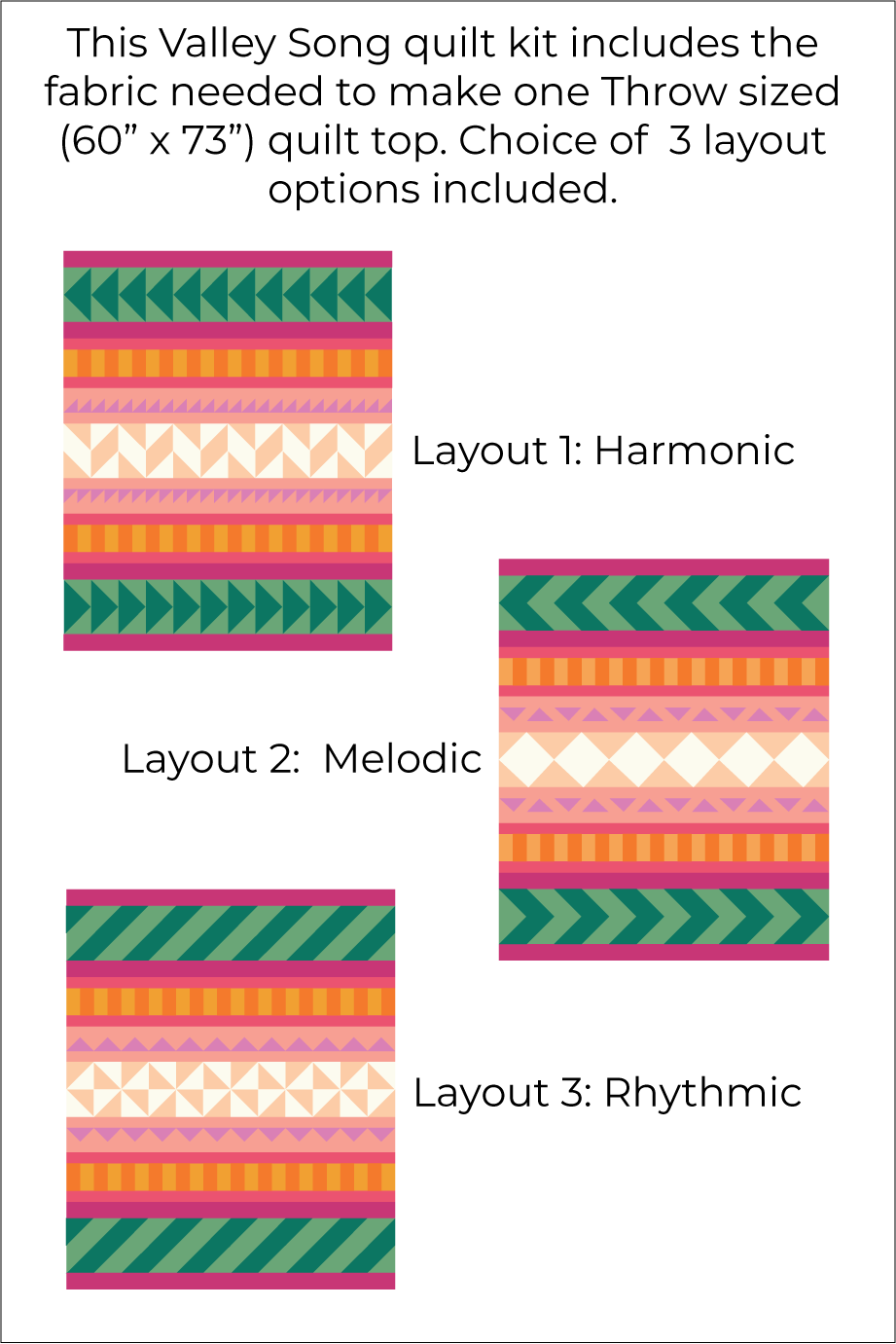 Valley Song • Watermelon Sugar • Throw Size Quilt Kit