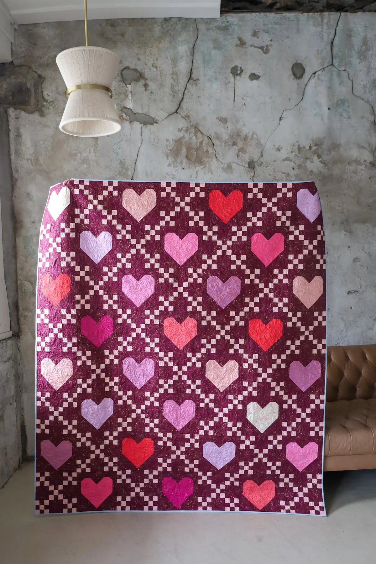Heirloom Hearts Speckled: Handmade Quilt
