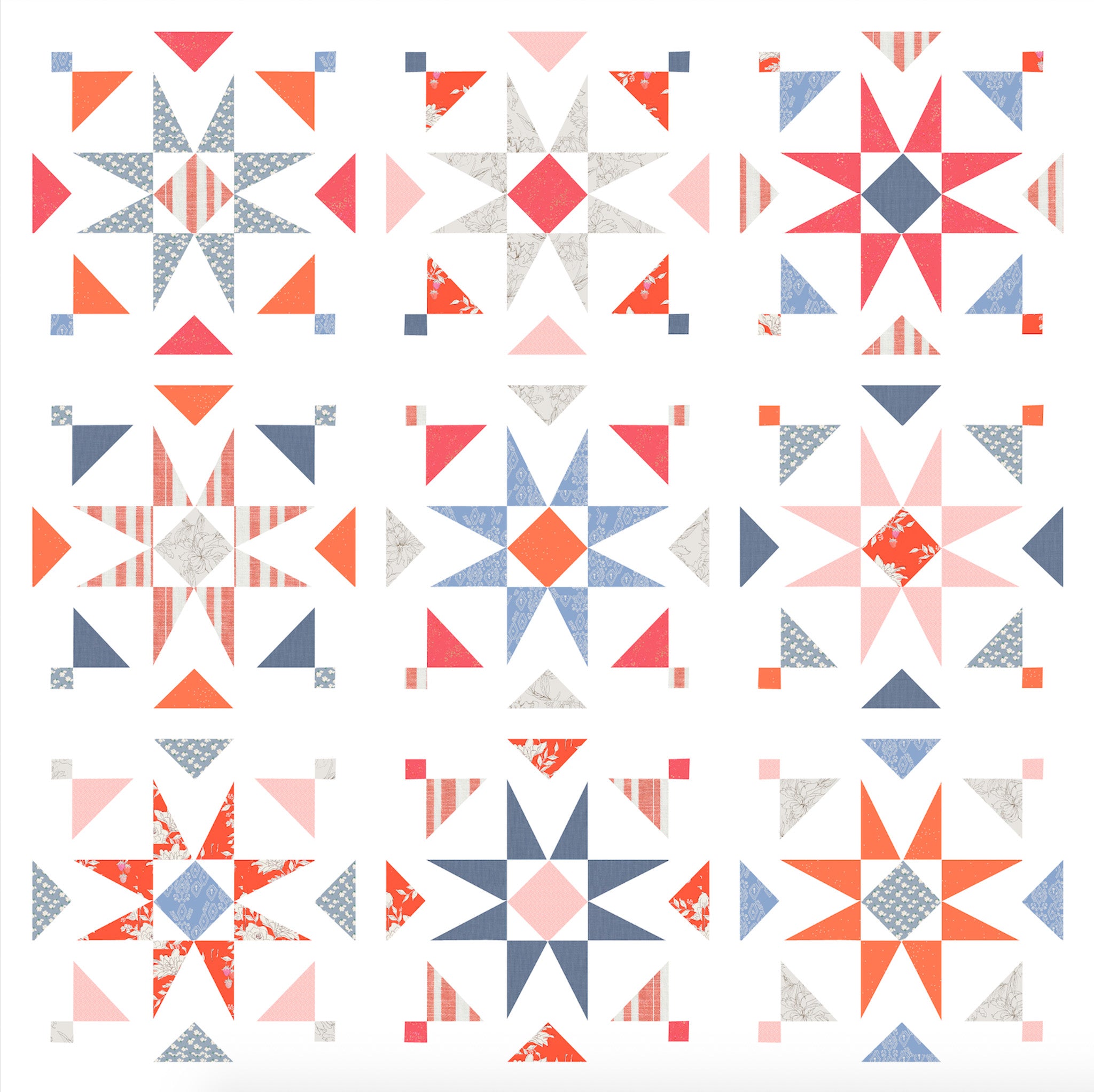 Firecracker Mosaic Star Quilt Top kit